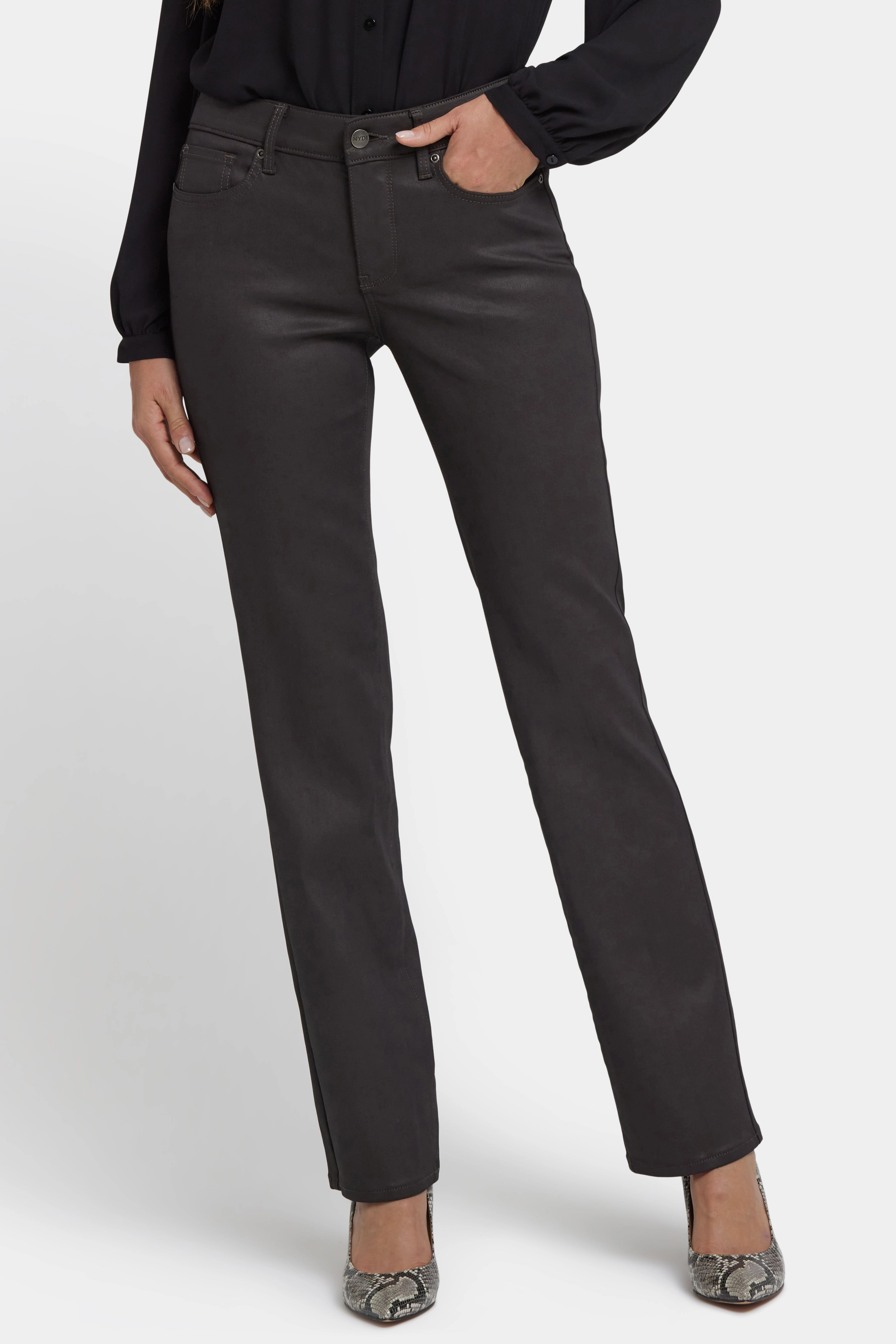 Weekender Wear Versatile Everyday Wear Coated Marilyn Straight Jeans - Vintage Barnwood Coated