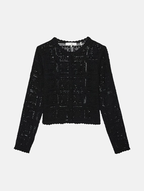 Effortless Comfort Fit The Crochet Cardi -- Black