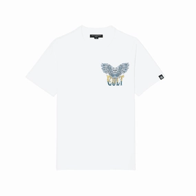 Cult's Heavyweight Short Sleeve Crew Neck Tee "Owl" in White Valentine's Day