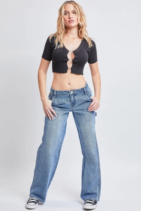 Women's Dream Mid-Rise Utility Straight Leg Jeans Lifestyle Fit Street Approved