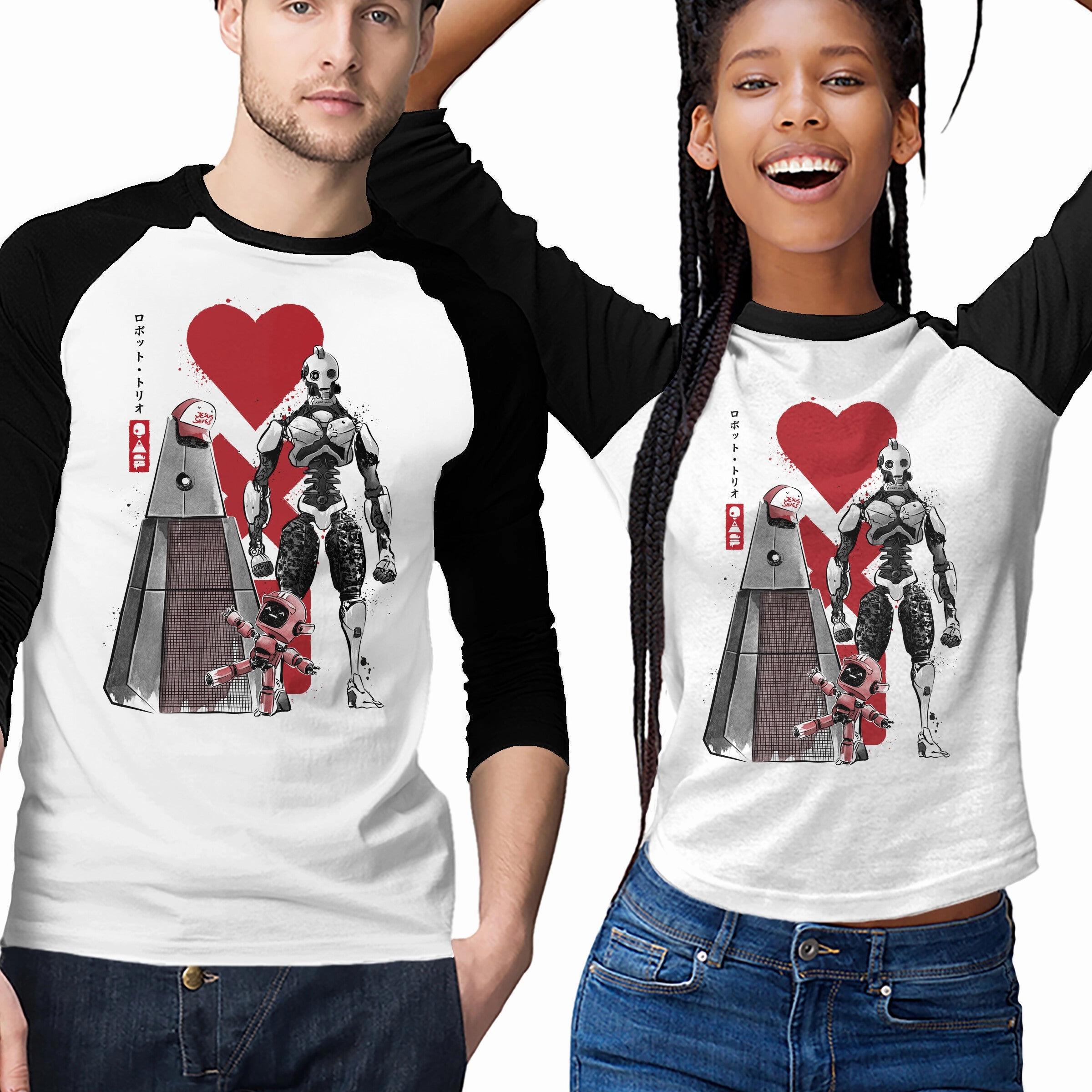 Everyday Chic Three Robots Sumi-E