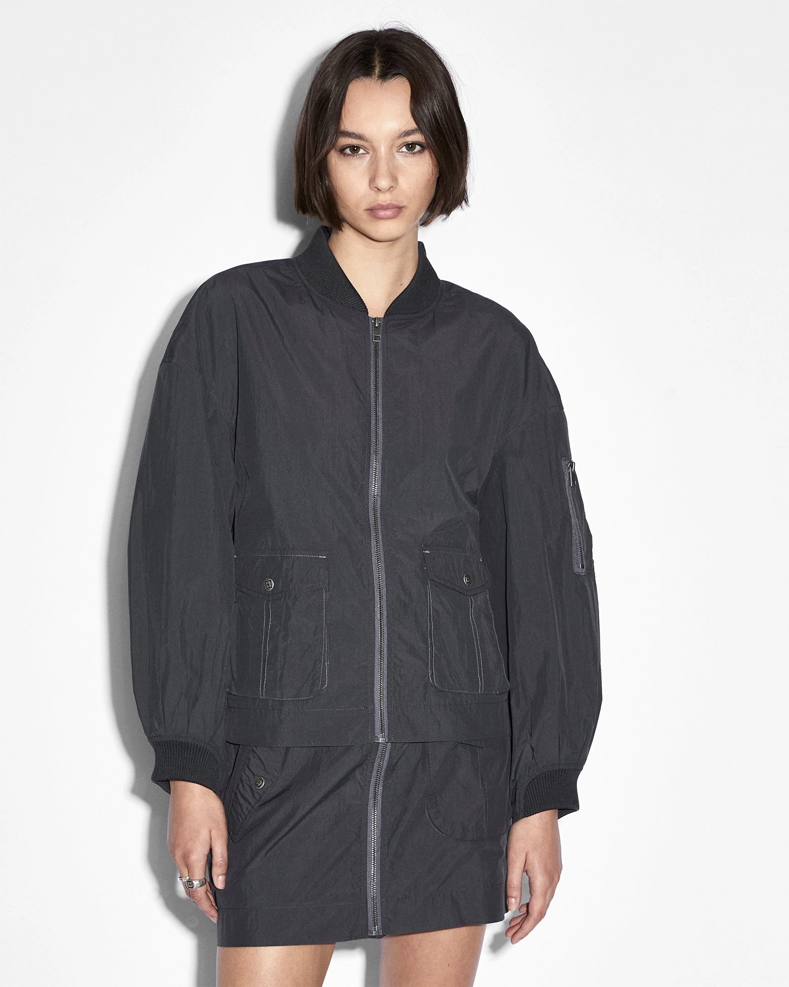 Sustainable Material Recycled Textile ELEMENTAL BOMBER CHARCOAL