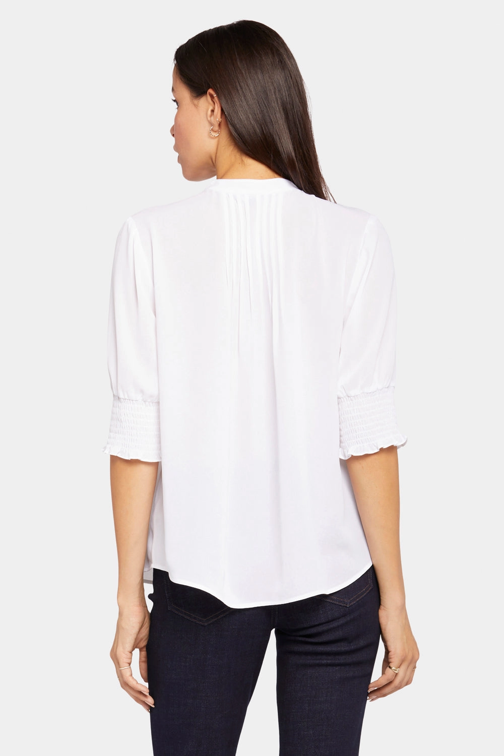 comfortable option Pleated Short Sleeved Blouse - Optic White