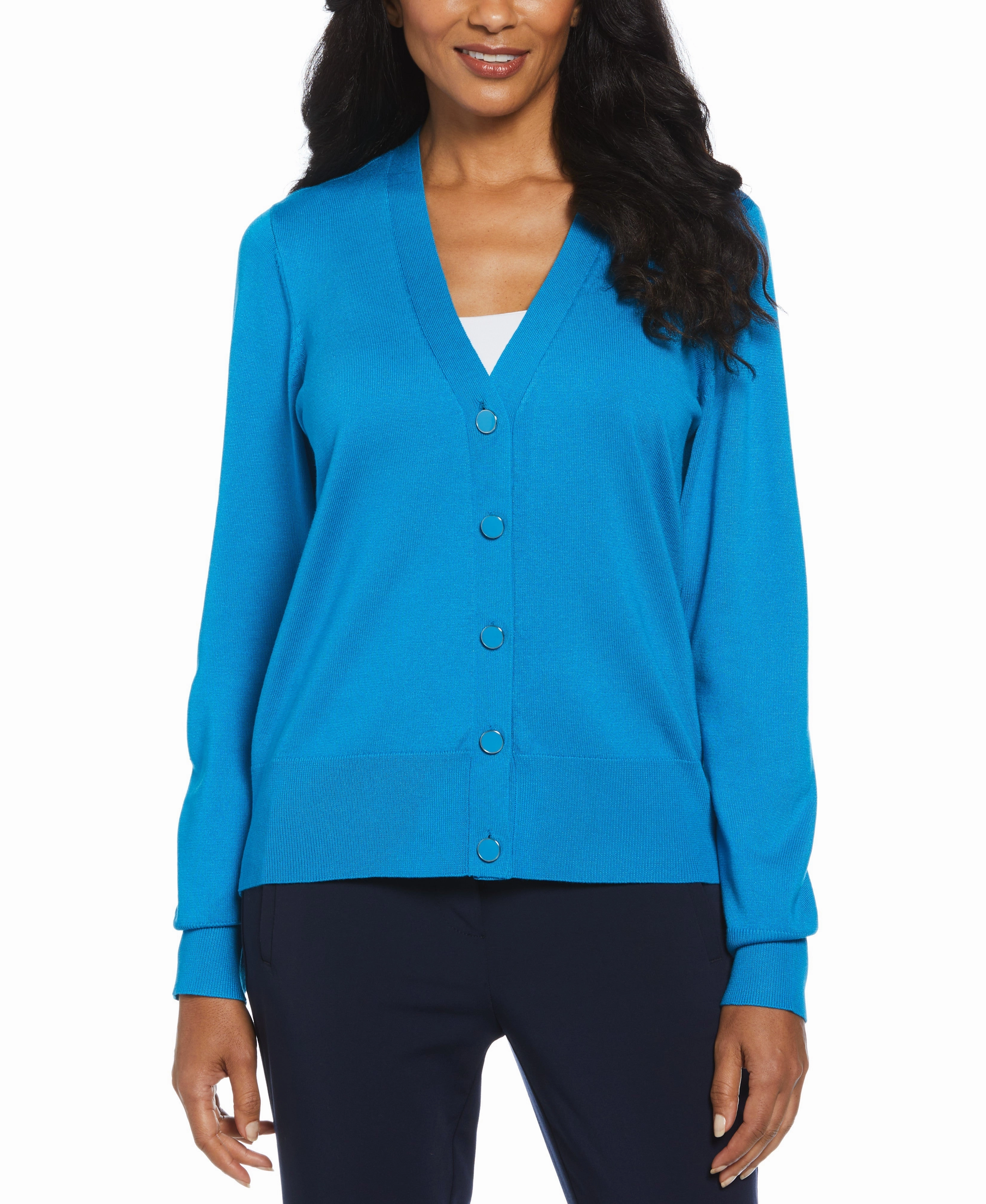 Enamel Button Cardigan Sweater Comfy Trend Stretchy Waist