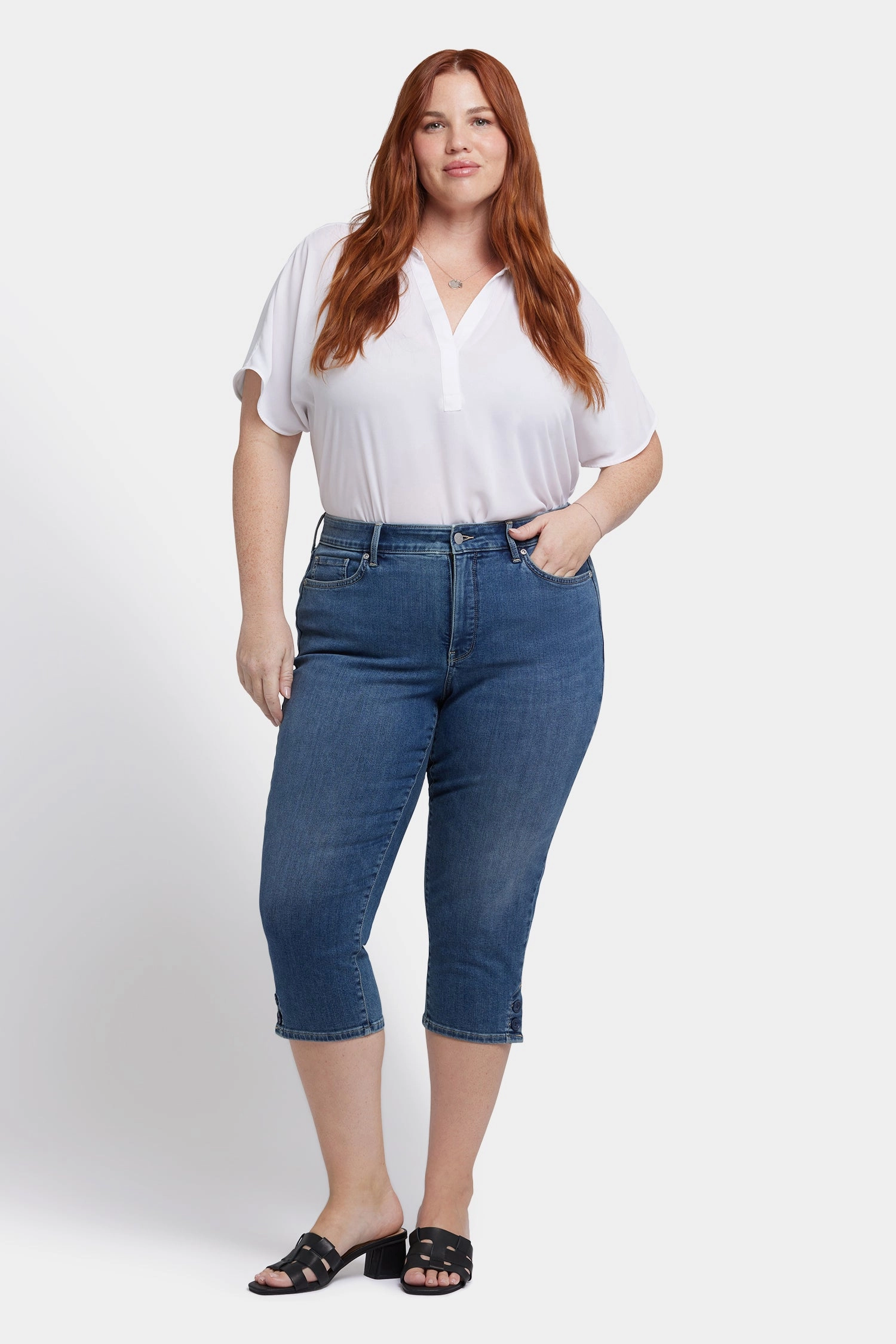 Date Night Summer Vibes Marilyn Straight Crop Jeans In Plus Size - Valencia Surf