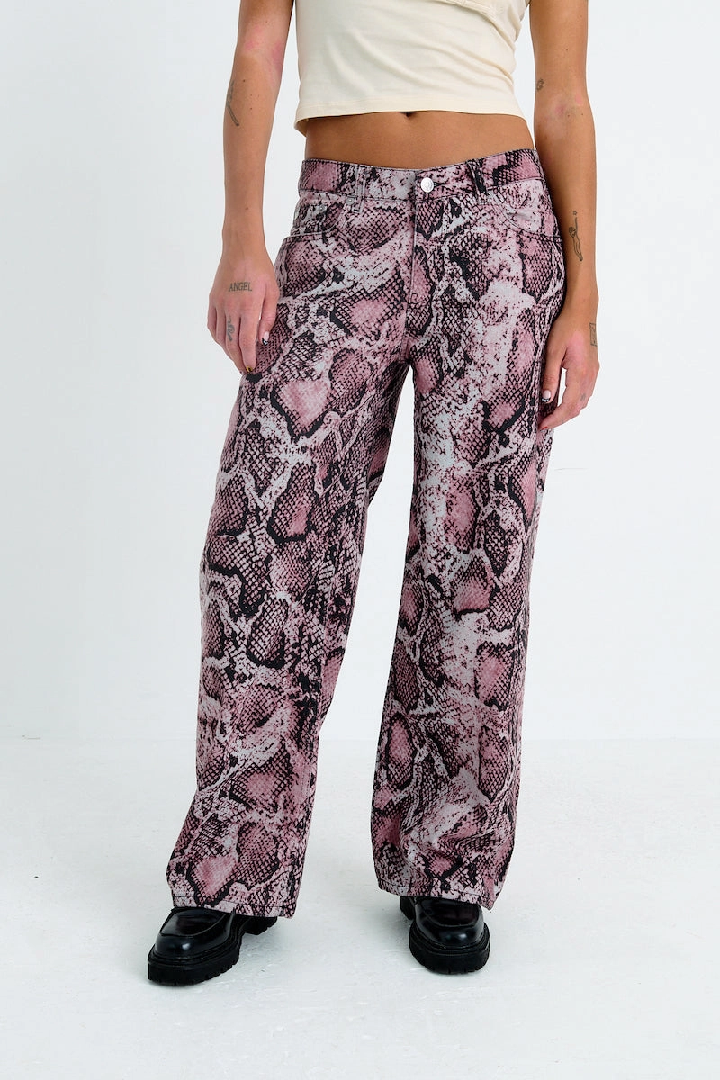 Pink Snake Release Jeans Polished Look Utility Basic