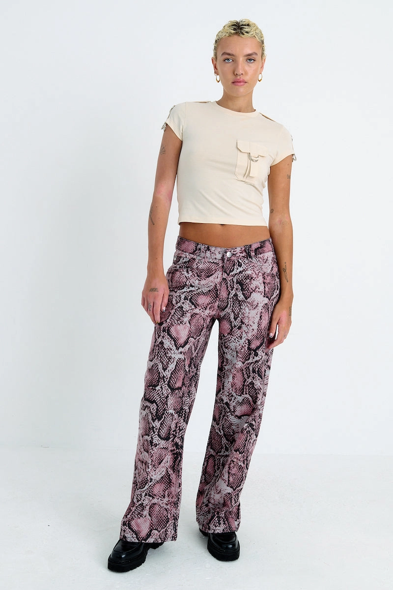 Pink Snake Release Jeans Classic Beach Day Travel Outfit Breathable Weekend Warrior Travel Outfit