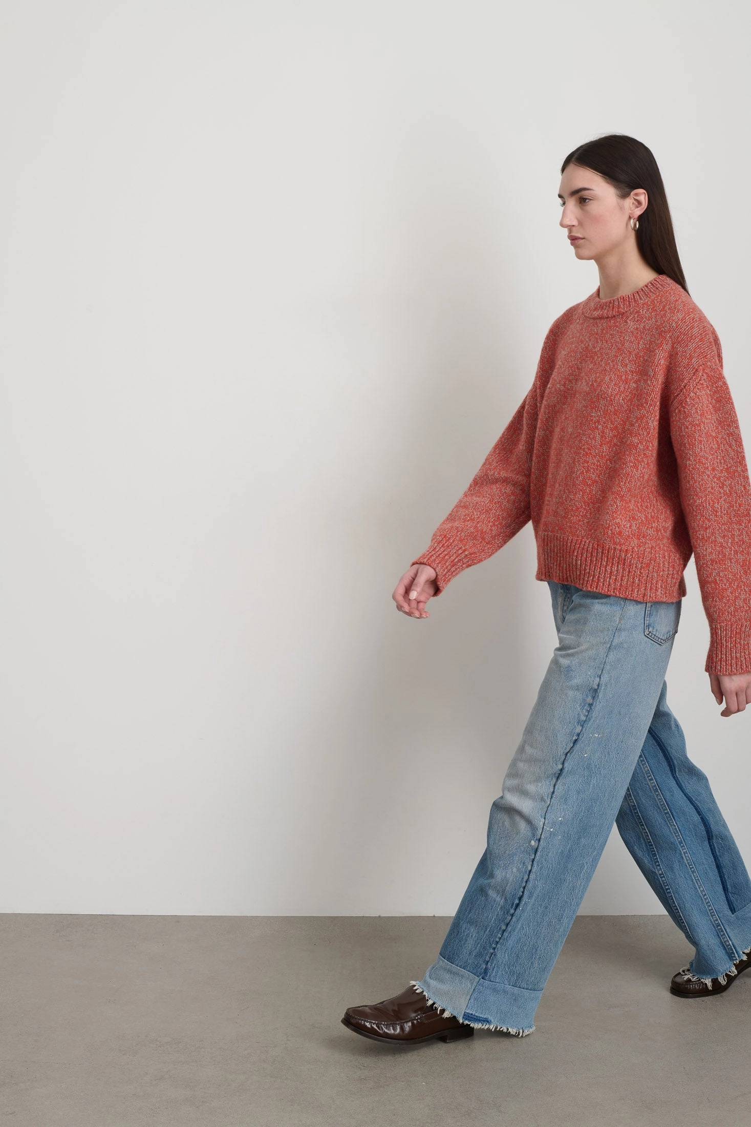 Cable Stitch Lambswool Crew Poppy Twist