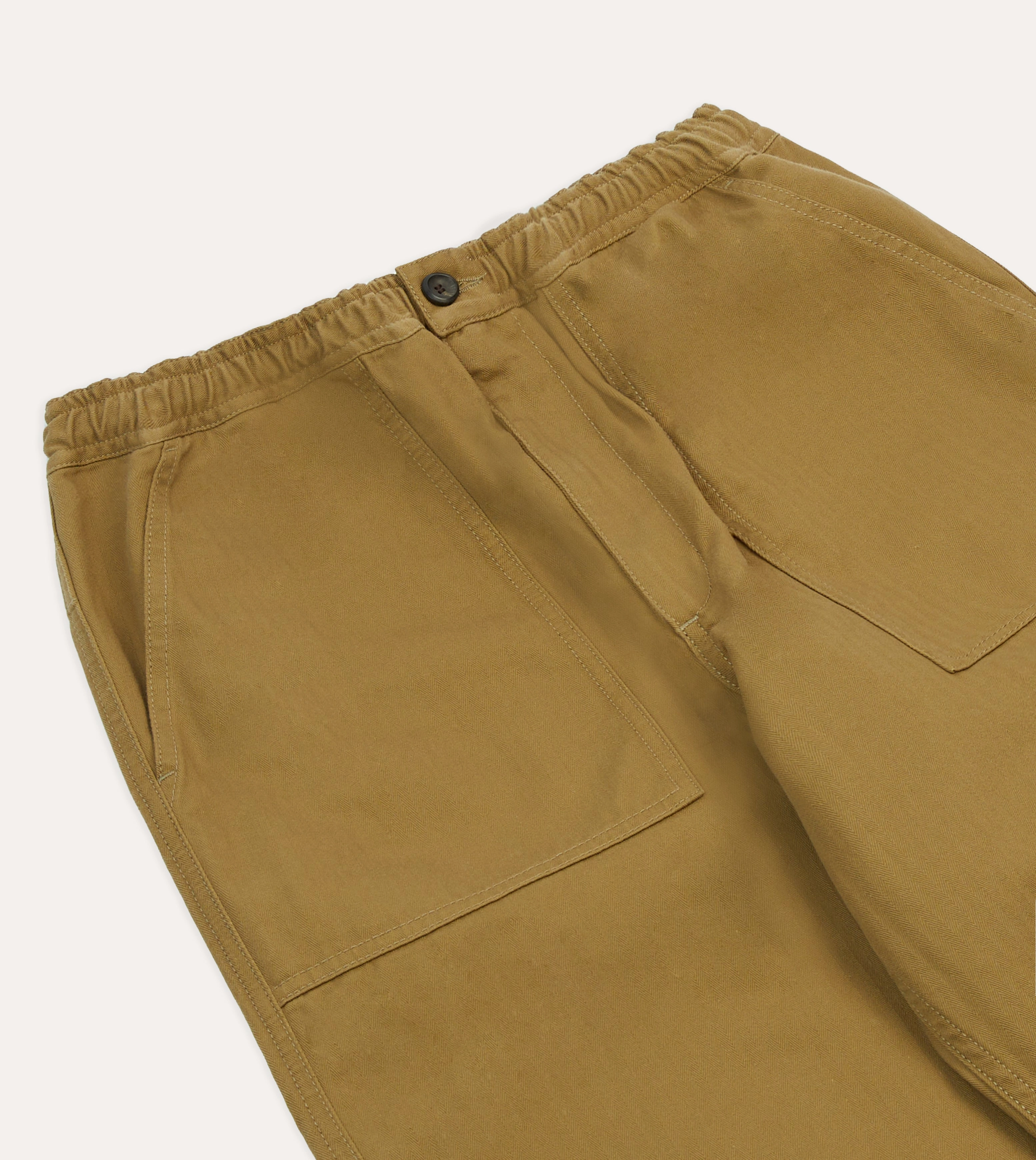 Ultra Stretch Static free Khaki Herringbone Twill Cotton Drawstring Trousers