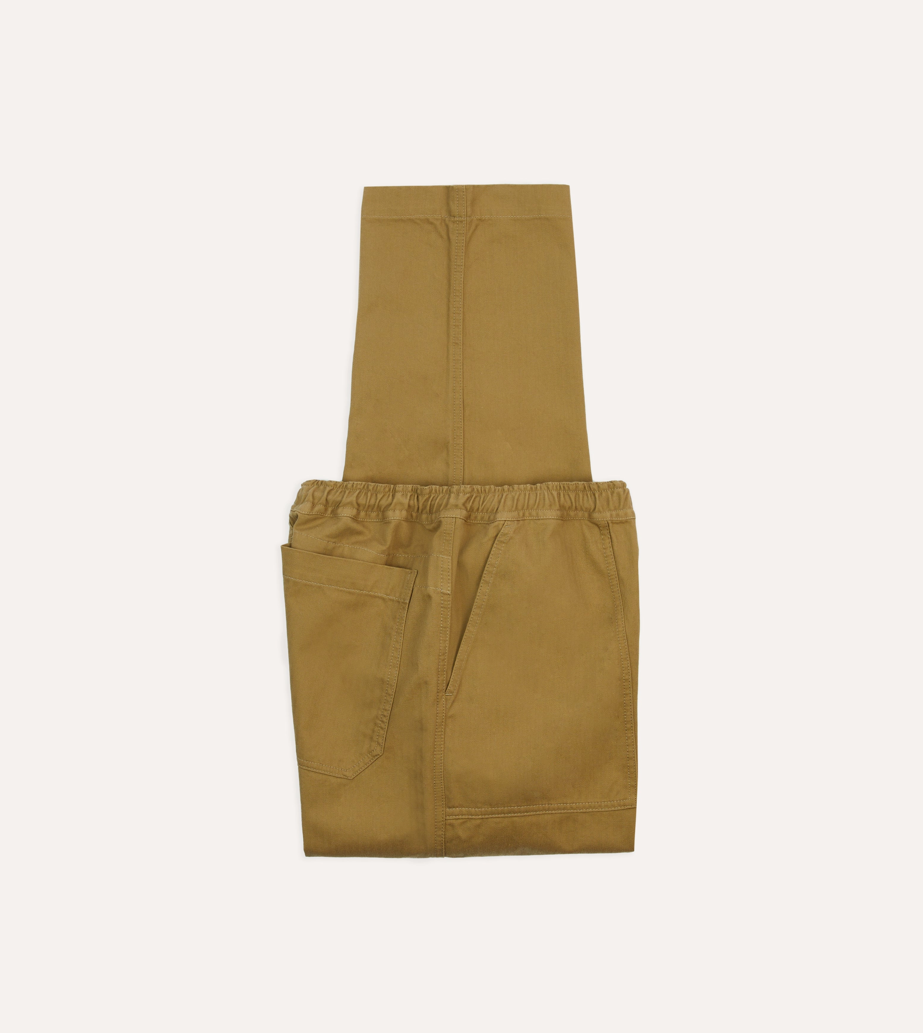 Khaki Herringbone Twill Cotton Drawstring Trousers QuickReleaseFastenings Quick Comfort Design