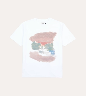 White Street Print Short-Sleeve Hiking T-Shirt Fashionable Layer