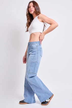 Style Element Subtle Look Women's High Rise Wide Leg Cargo Jeans