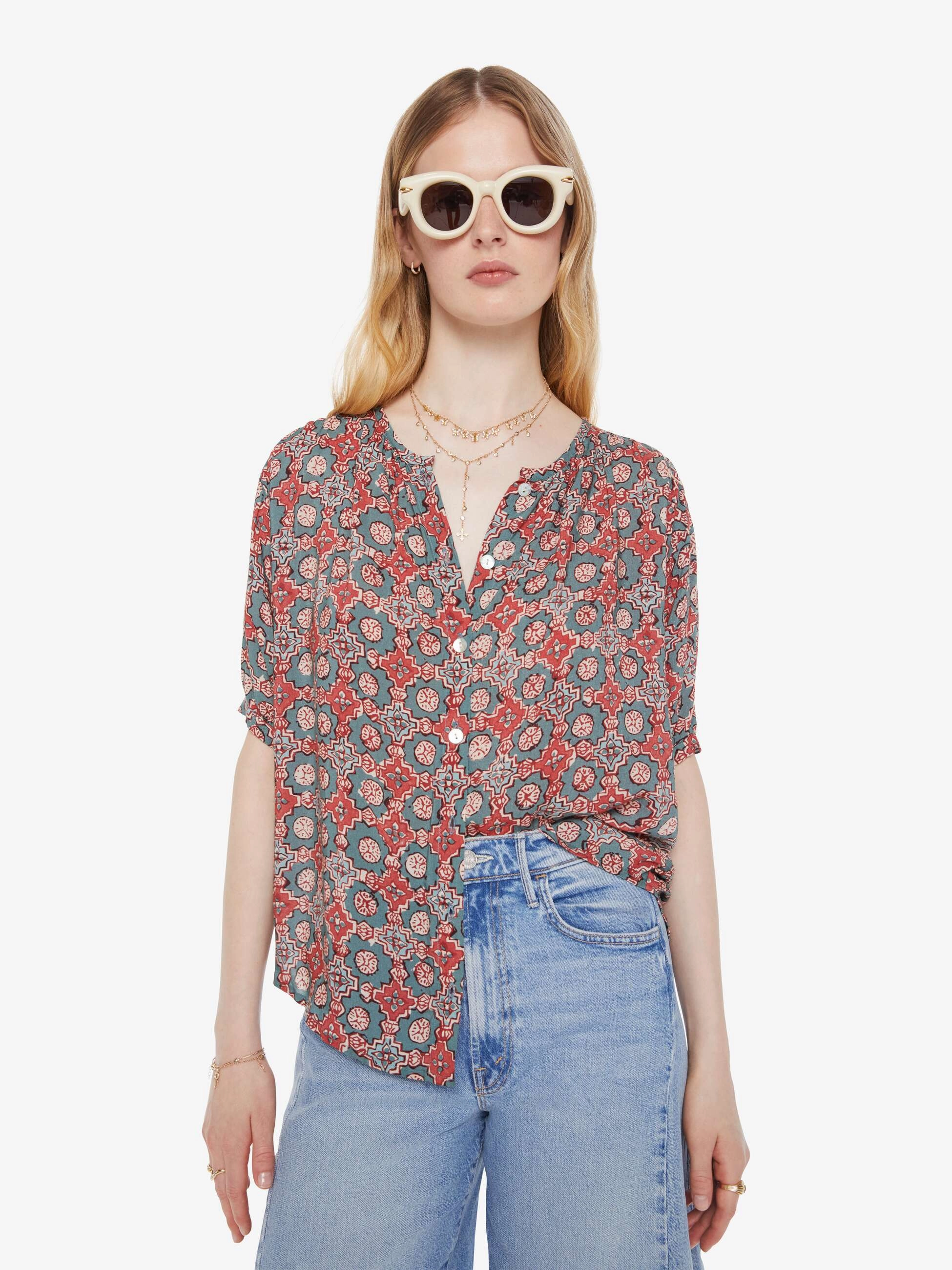 Natalie Martin Violet Top - Spanish Tile Jade Trendy Comfort