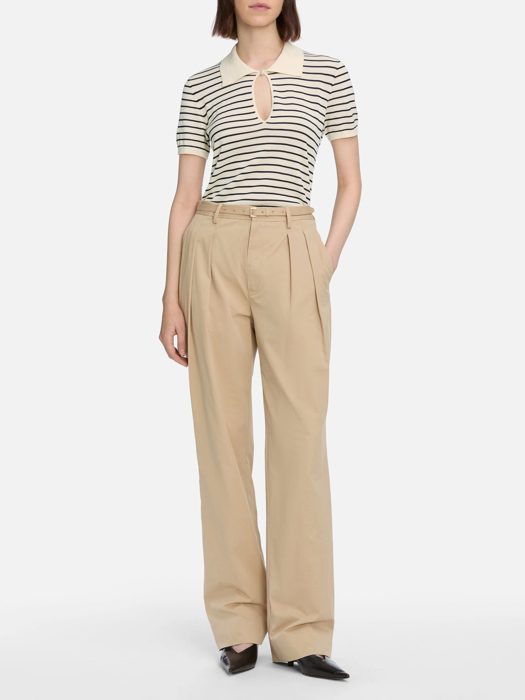 The Keyhole Polo -- Cream Multi Everyday Knit Cozy Knit