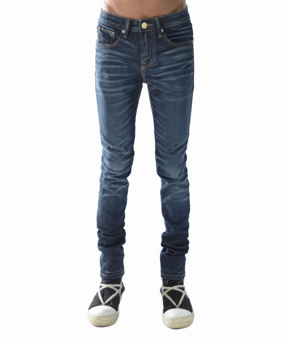 Strat Super Skinny Jeans ?C Light Sand Blue, Ripped Stretch Denim Everyday Neutral