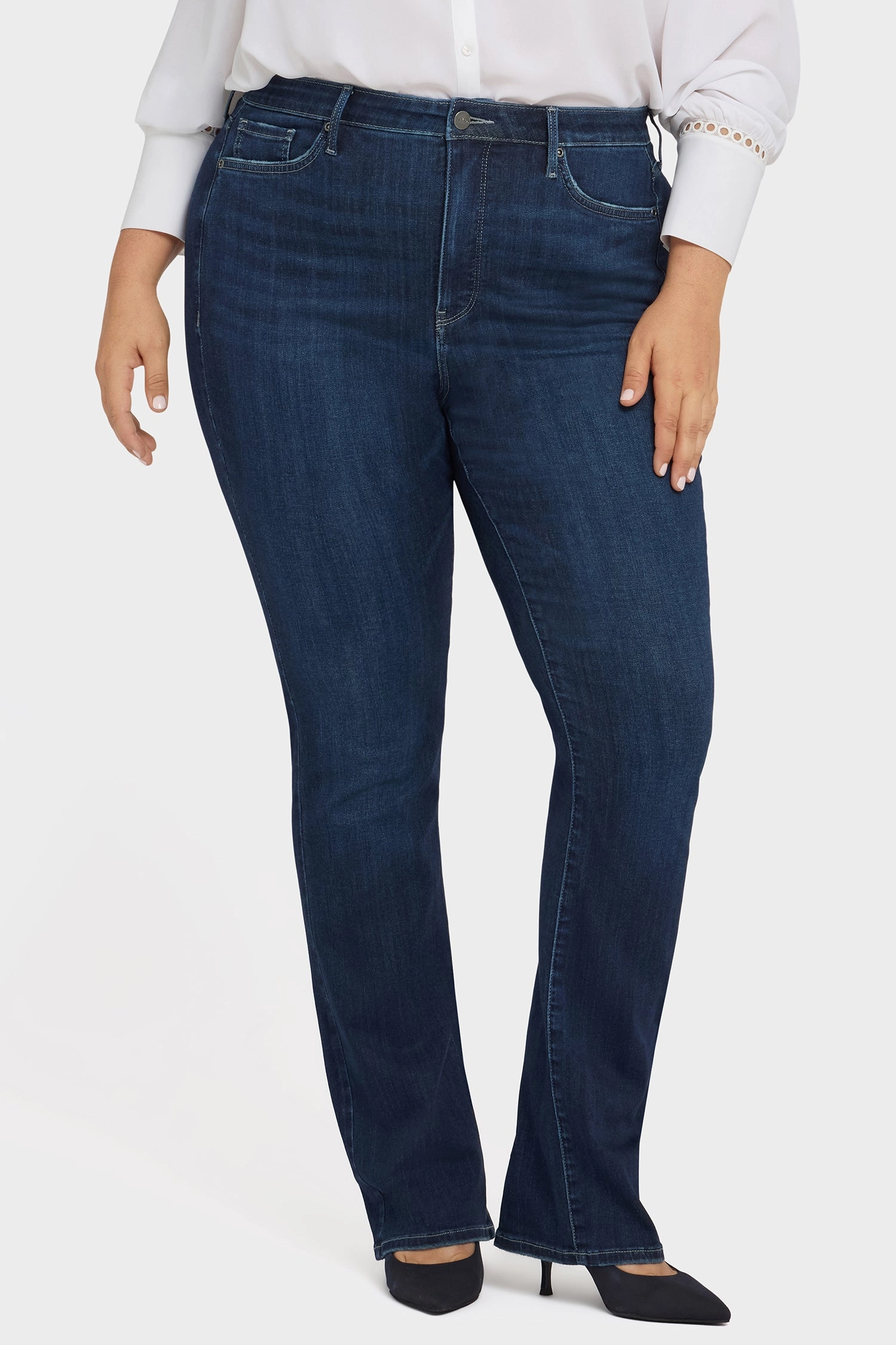 Fashion Lover Versatile Base Wear Billie Mini Bootcut Jeans In Plus Size - Ink Skyline