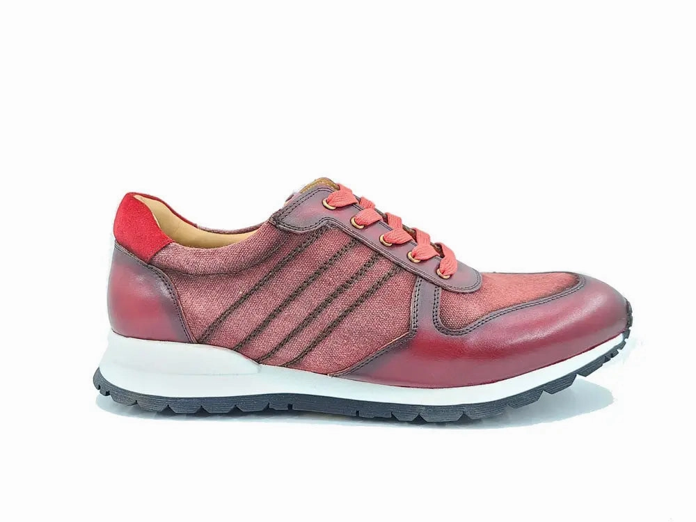 Responsive Rebound Insole liner Fashion Sneaker Calfskin with Canvas inlaid