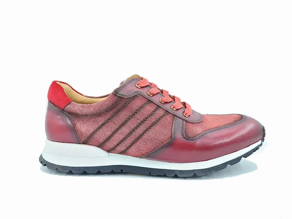 Fashion Sneaker Calfskin with Canvas inlaid Wide toe box Flex Walk