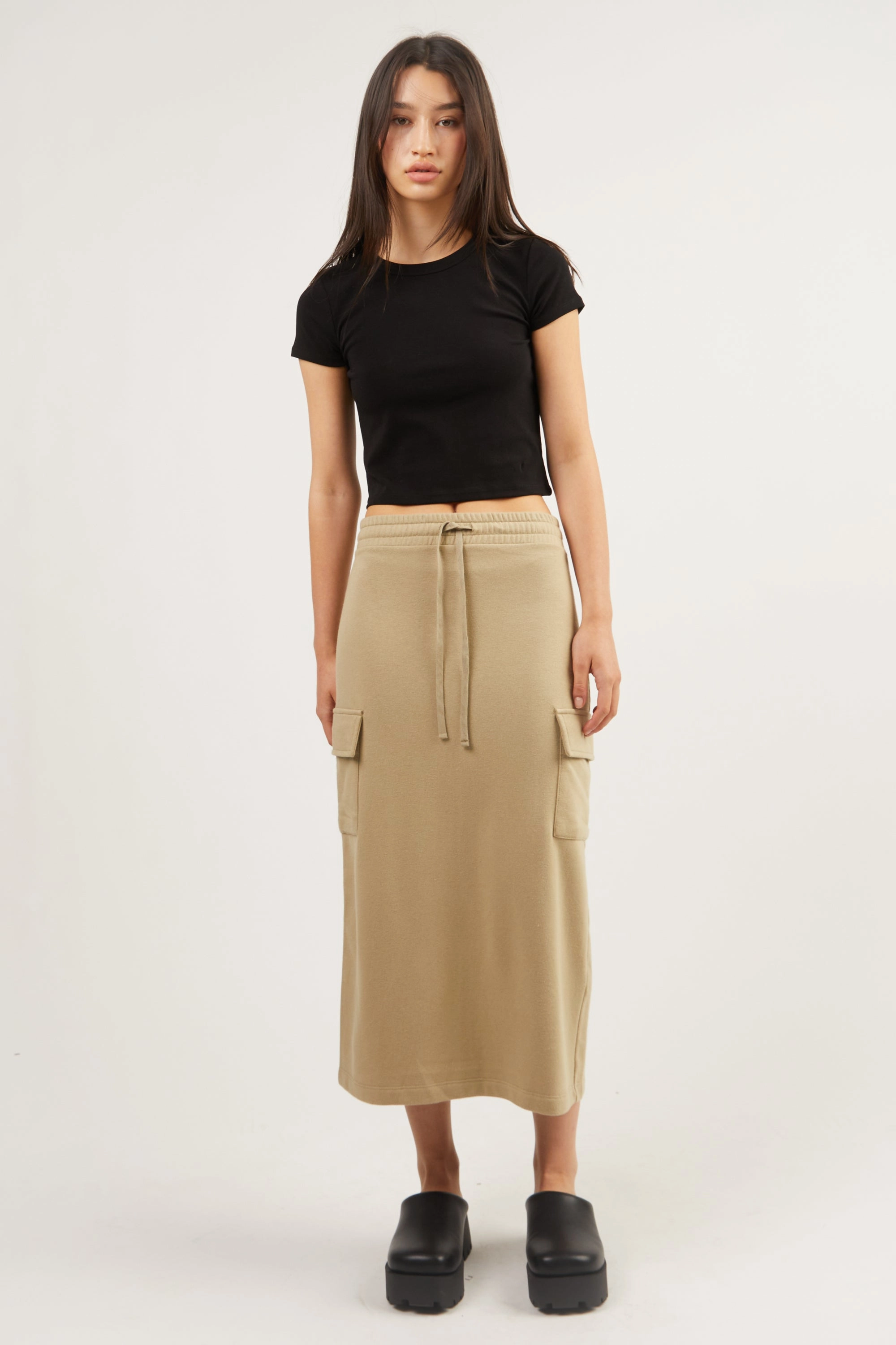 MIDI CARGO SKIRT Weekend Favorite Tiered hem