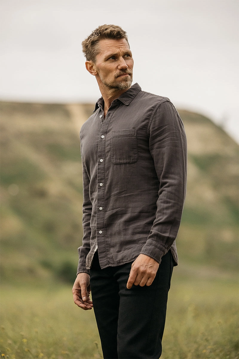 Eco friendly materials Ultra Soft Interior The Ripper Double Gauze Organic Cotton Shirt - Charcoal