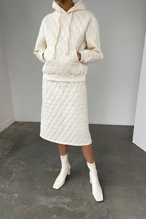 QUILTED MIDI SKIRT light texture