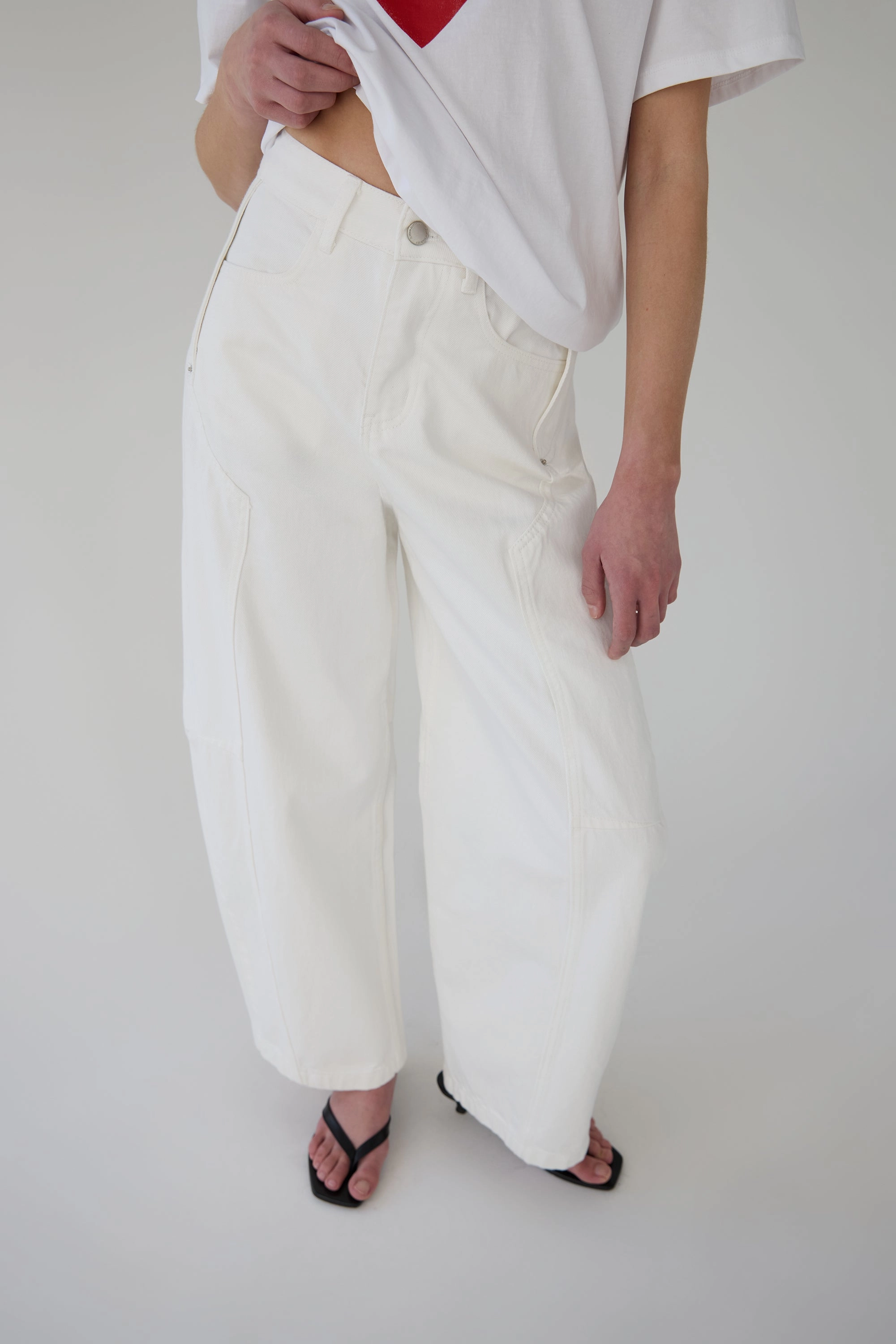 WrinkleFreeFinish WHITE WORKWEAR BARREL JEAN