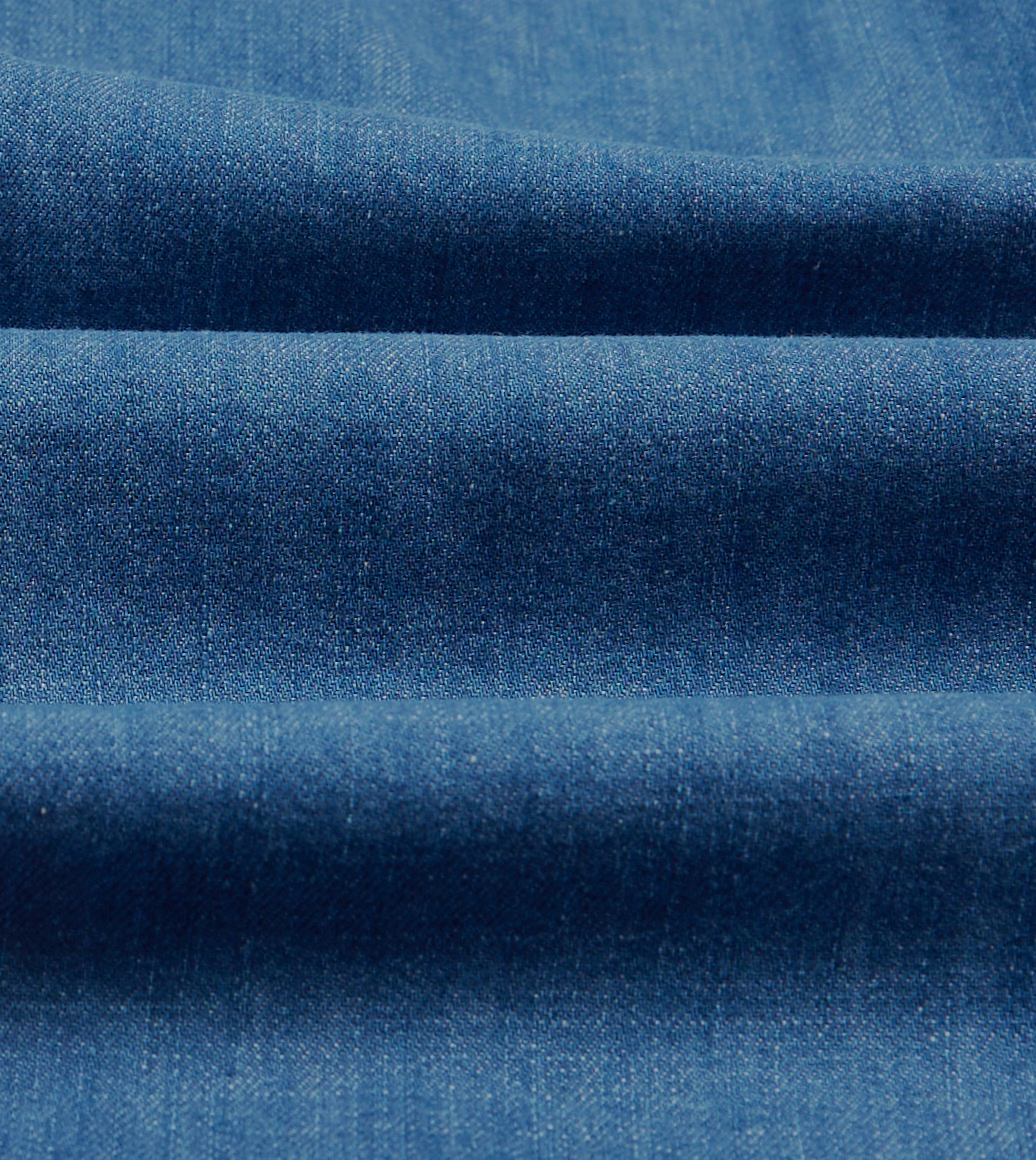 Blue Denim Spread Collar Popover Shirt Premium Comfort