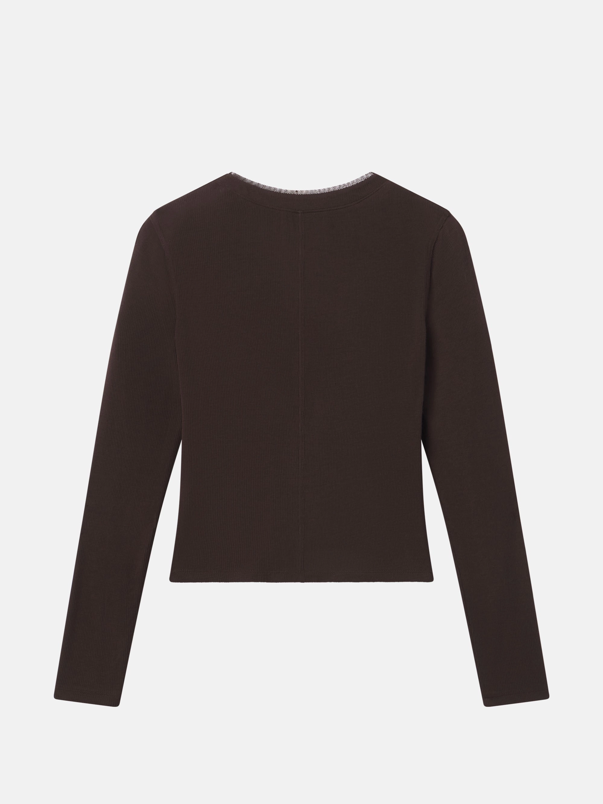 Thermal Lock Stitching Everyday Knit The Mesh Trim Rib Henley -- Coffee