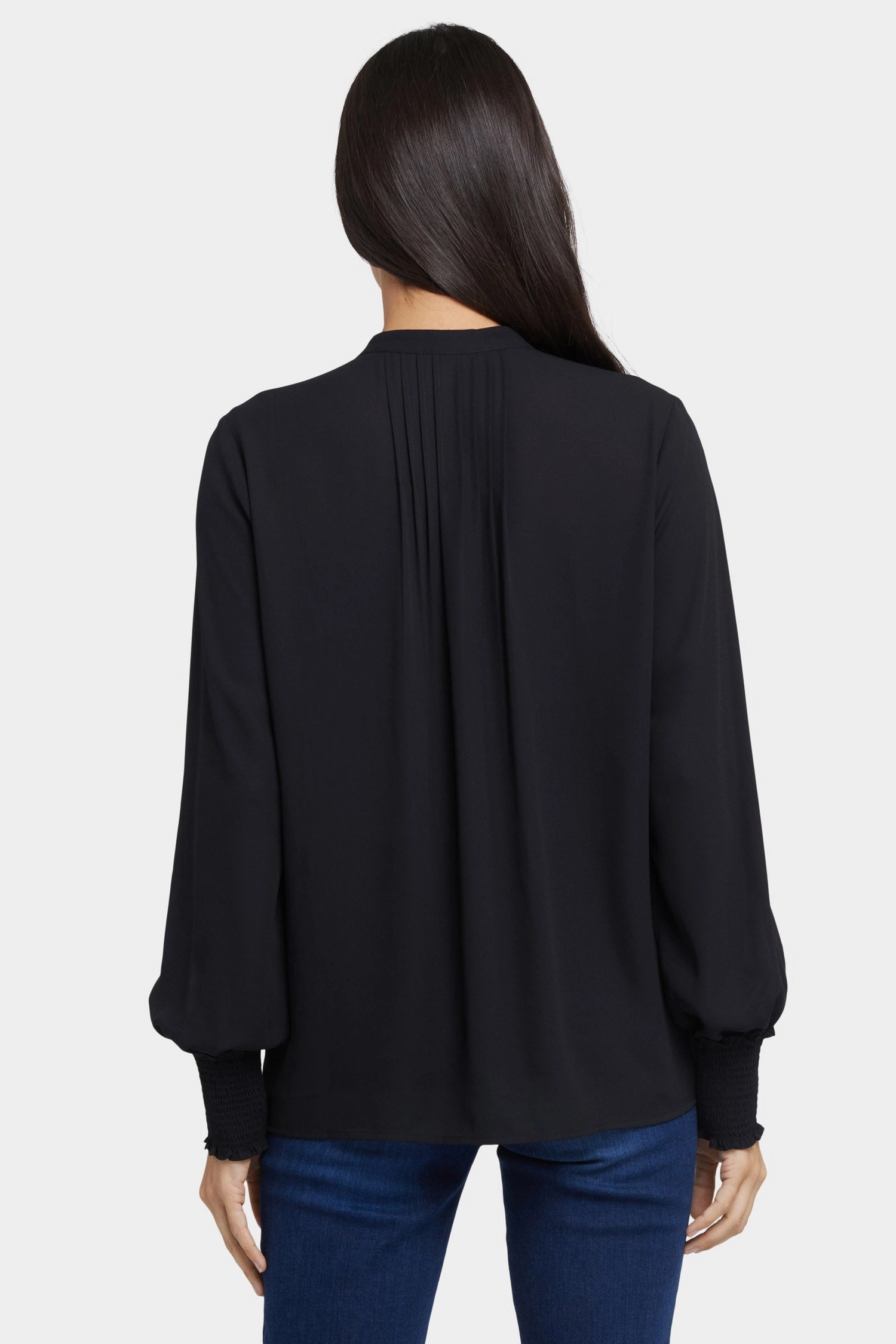 Anniversary Special Pleated Peasant Blouse - Black