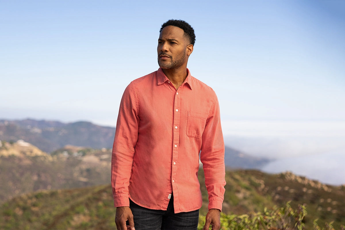 The Ripper Double Gauze Organic Cotton Shirt - Coral Long Sleeve Casual Elegance