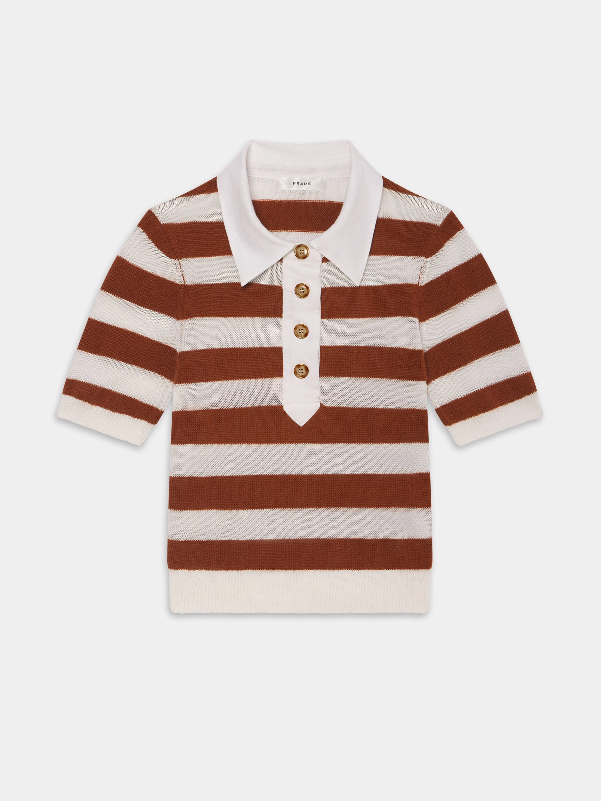 Stylish Layer Chilly Weather Knit The Bold Stripe Polo -- Chestnut Multi