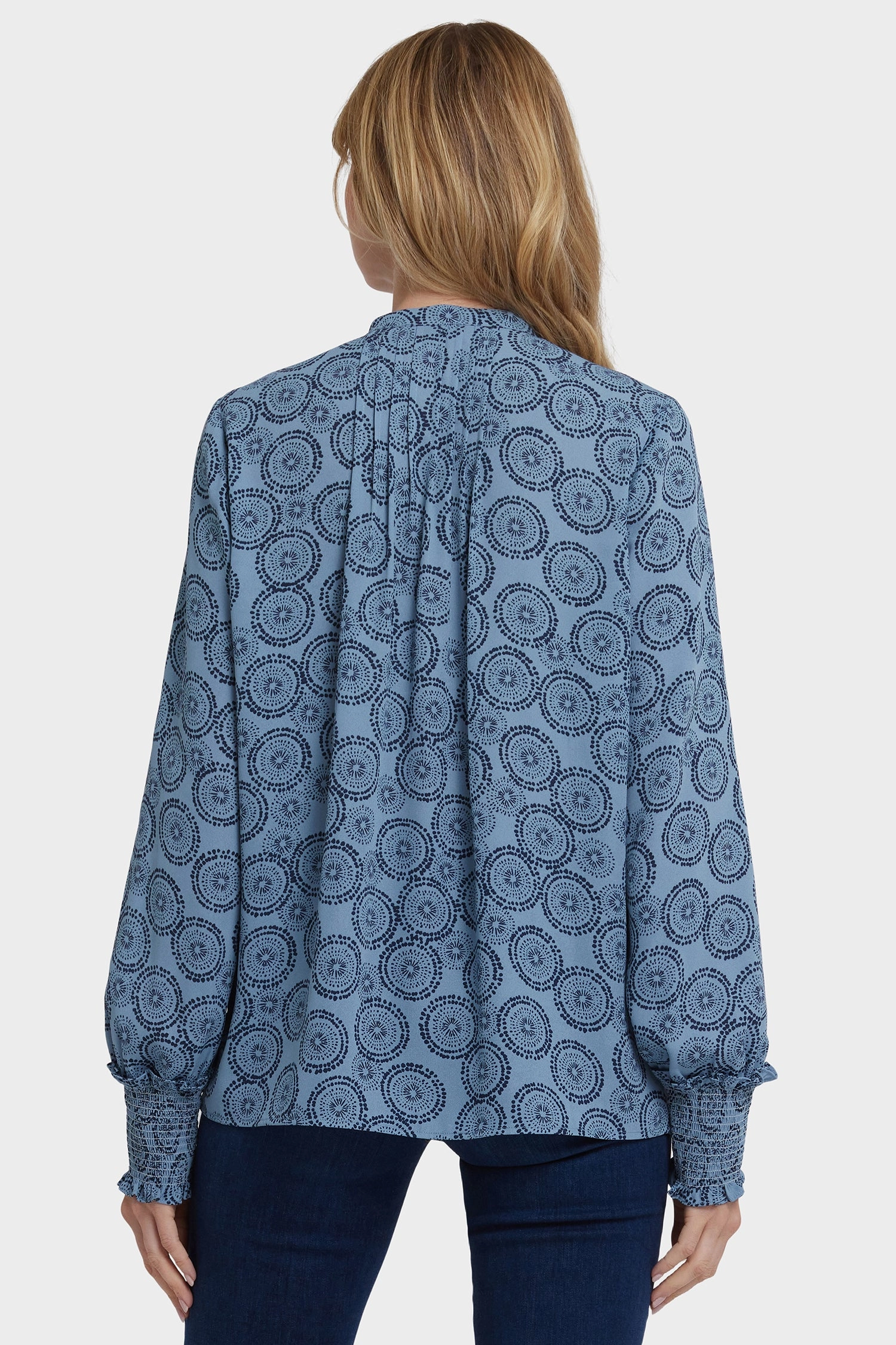 Comfy Look Smart Design Pleated Peasant Blouse - Rain Garden