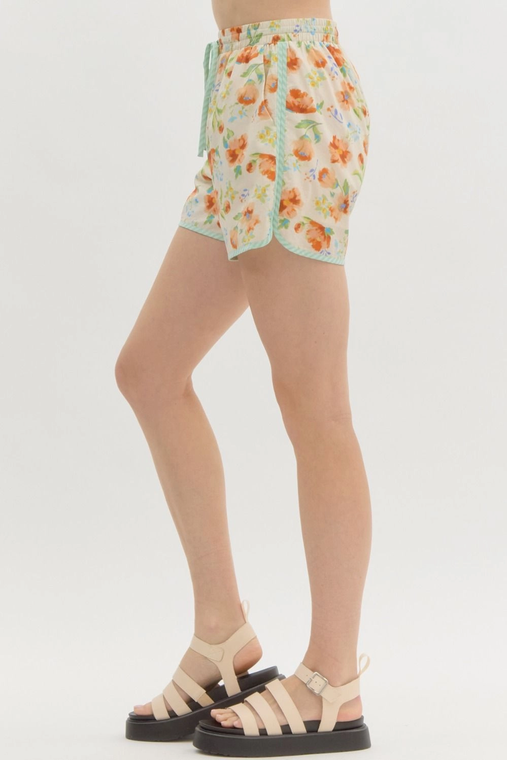 Floral Print High Waist Shorts surf wear Non Restrictive Fit