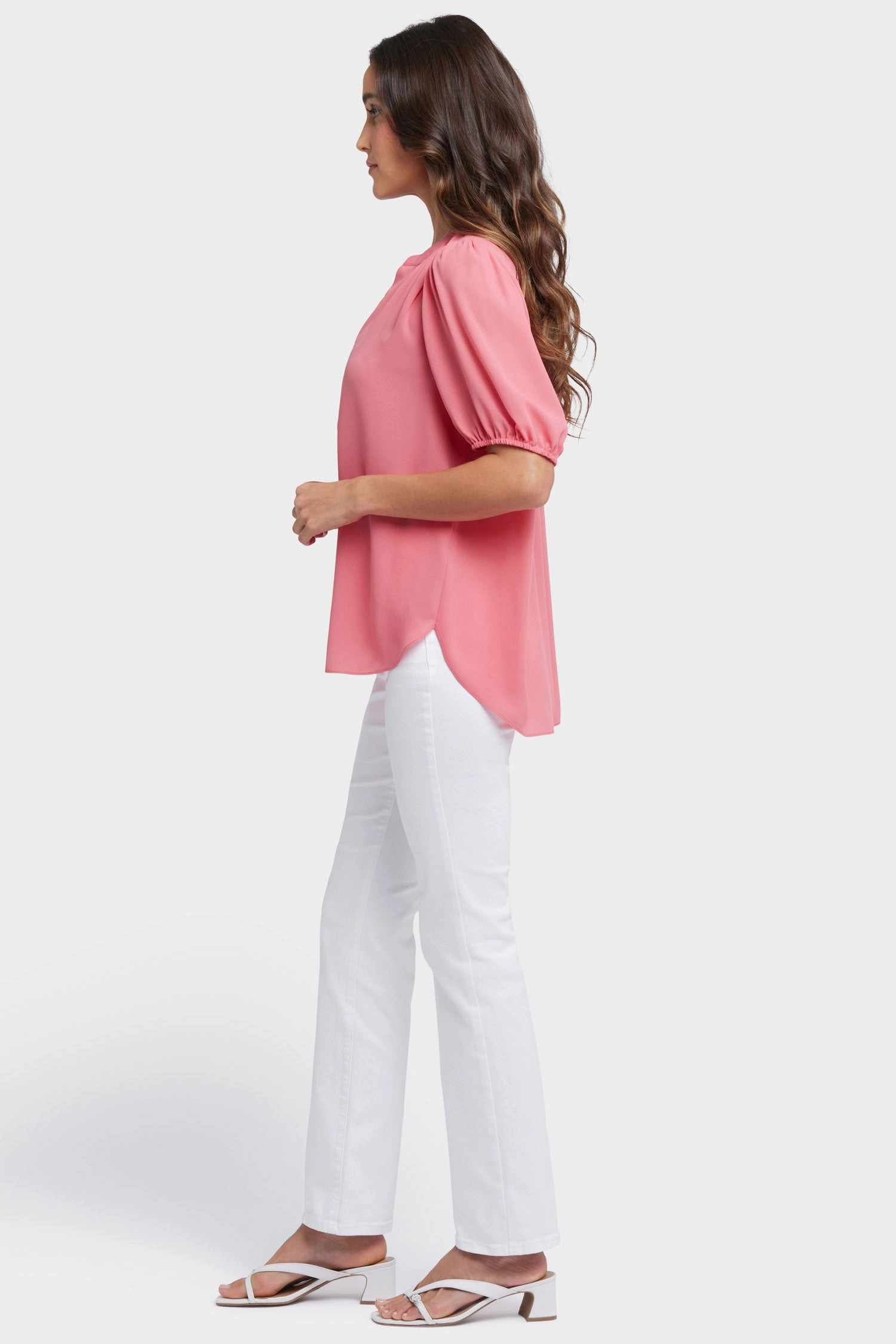 Luxury Feel Short Puff Sleeved Popover Top - Spiced Coral