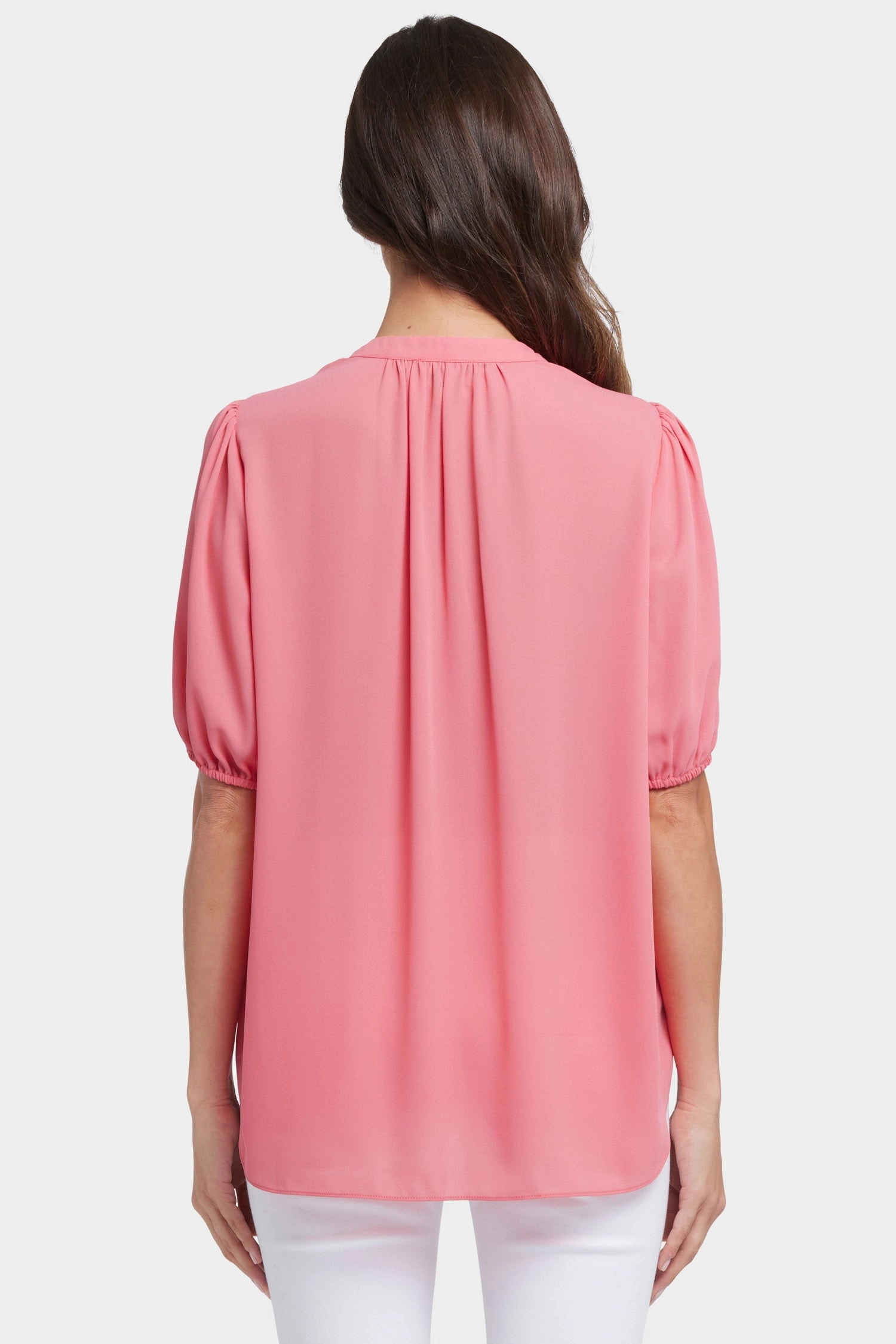 Short Puff Sleeved Popover Top - Spiced Coral Durable Buttons
