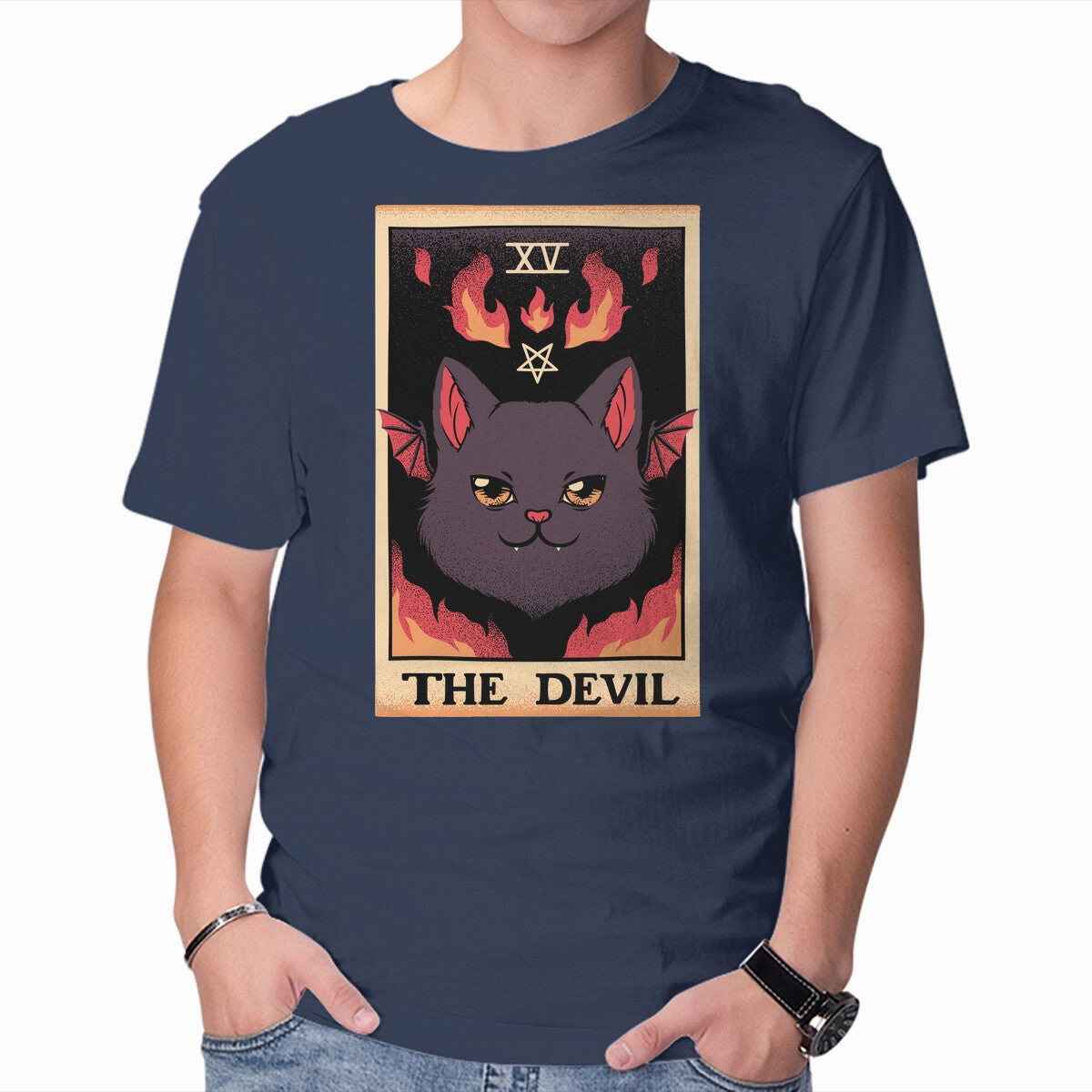 Linen blend Quick Slip The Devil Cat Tarot Card