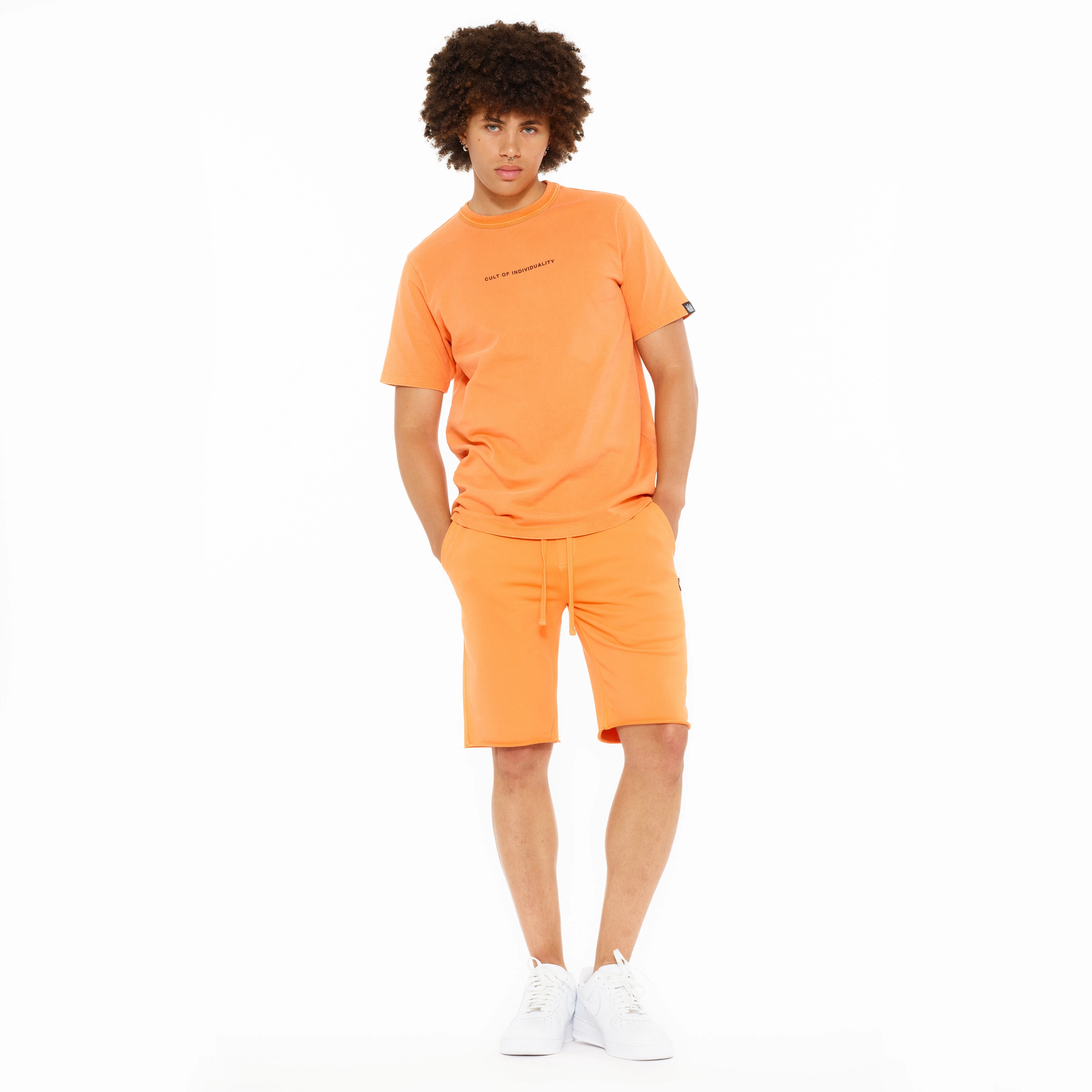 Layered Collar Structure Cult's Heavyweight Short Sleeve Crew Neck Tee "Shimuchan" Logo in Orange