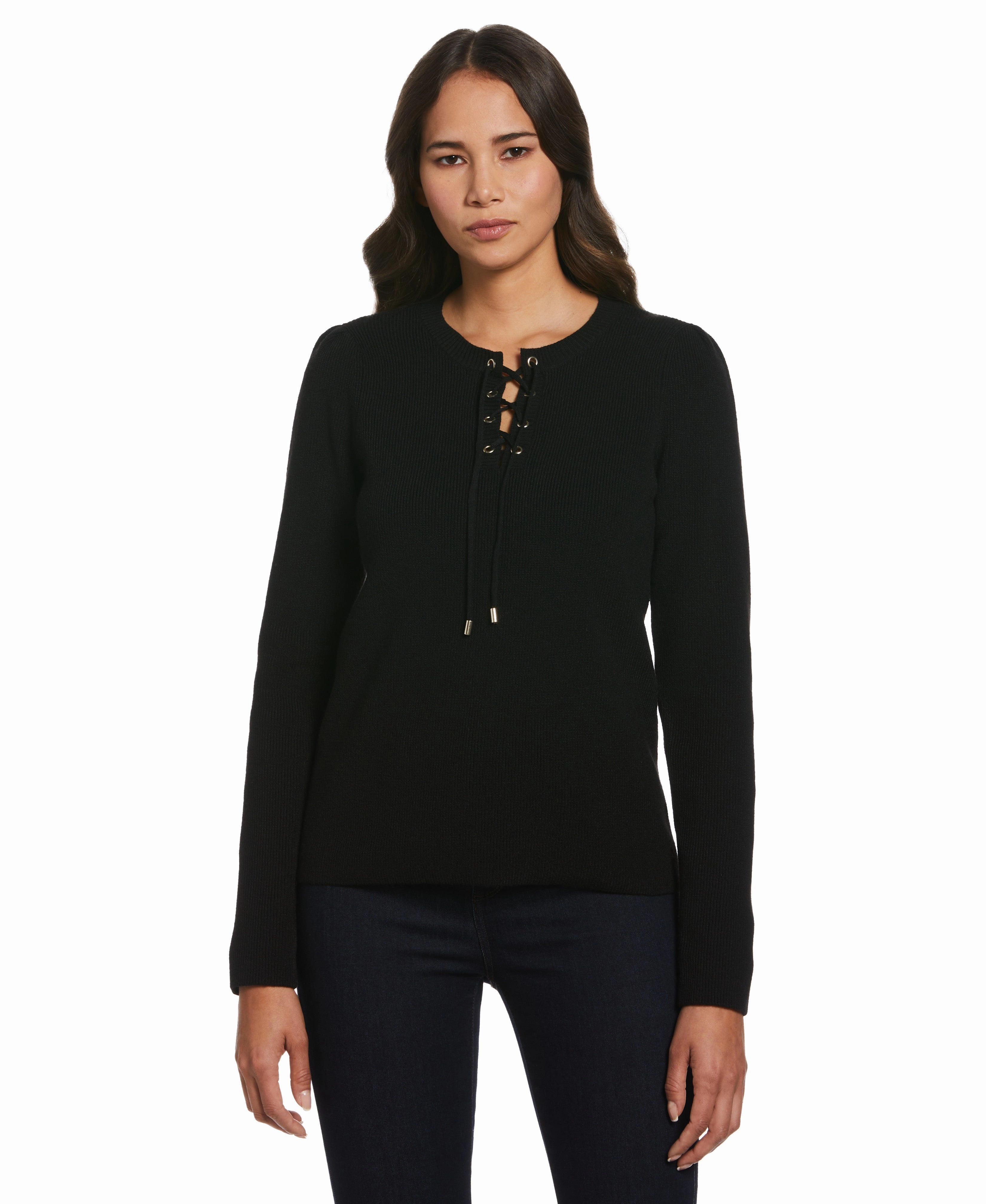 Comfy Layer All Season Wear Front Lace-Up Sweater