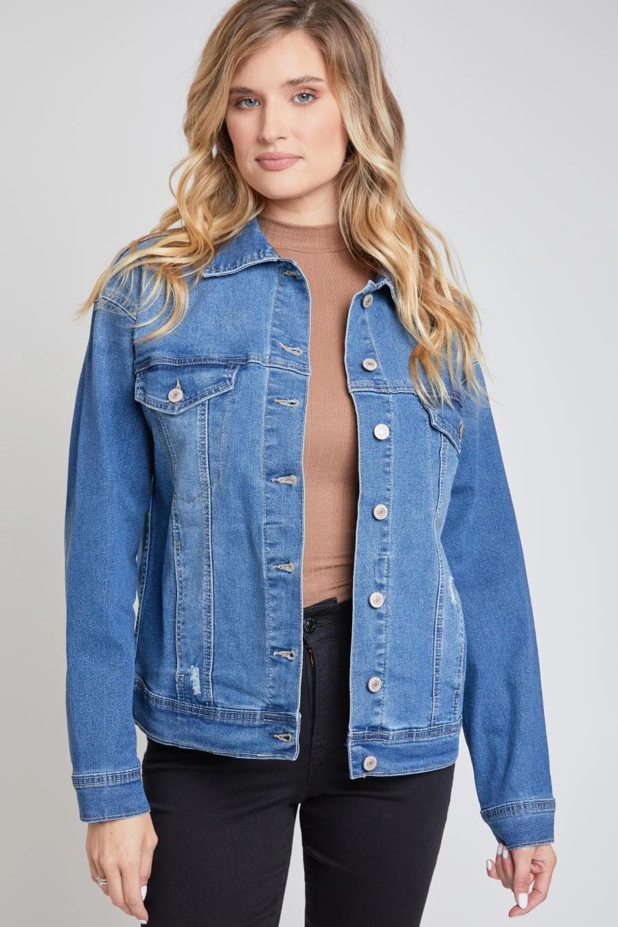 Women's Drop Shoulder Boyfriend Denim Jacket Warm Layers Everyday Layers