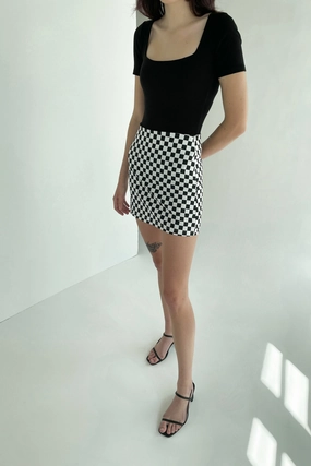 Outfit Mood Creative Fashion GINGHAM MINI SKIRT