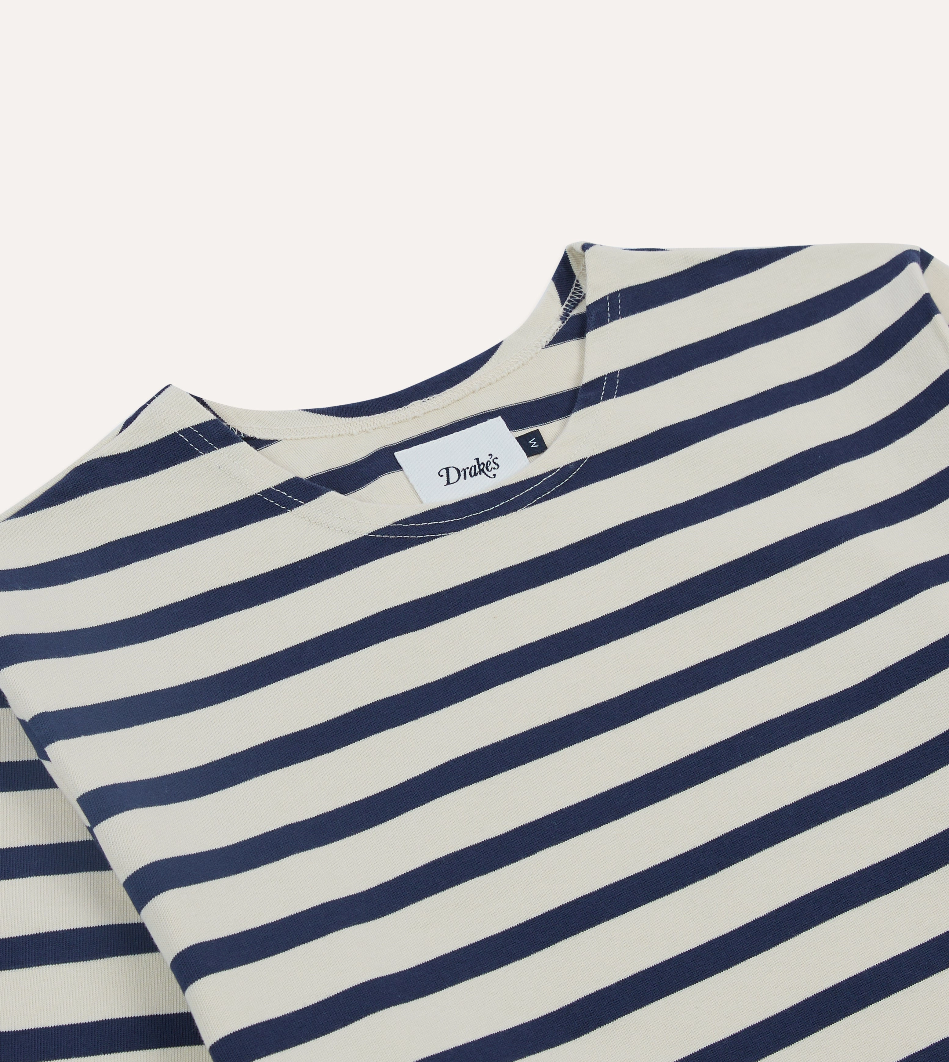 Ecru and Navy Breton Long Sleeve T-Shirt Minimalist Stitching High Quality Printing