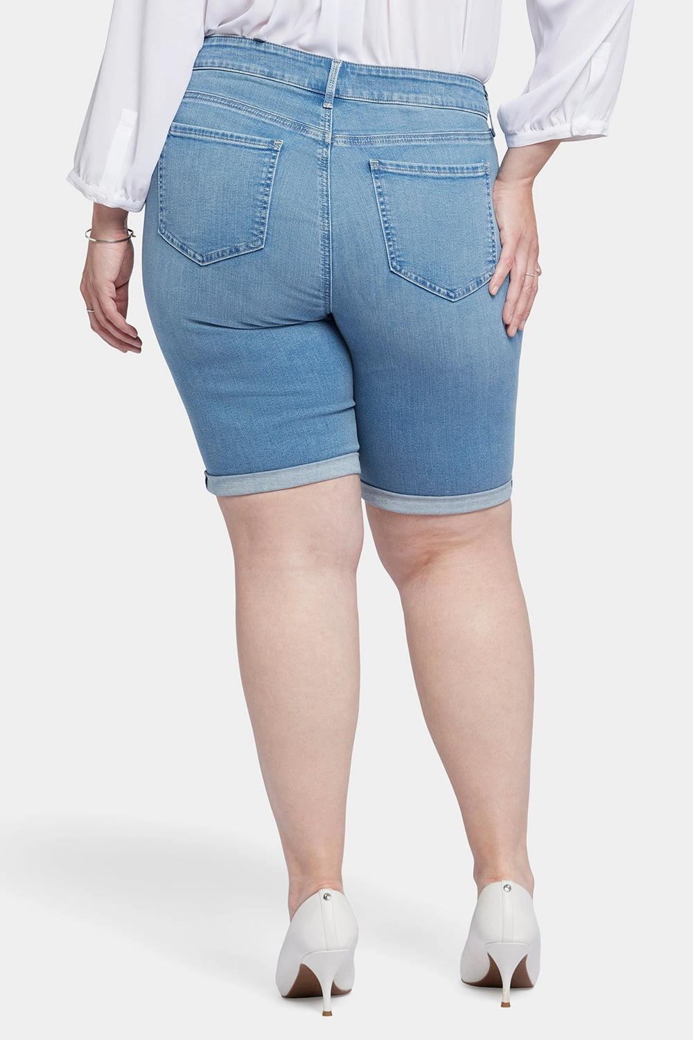 Briella 11 Inch Denim Shorts In Plus Size - Nottinghill Low-waisted Easy Adjust Drawcord