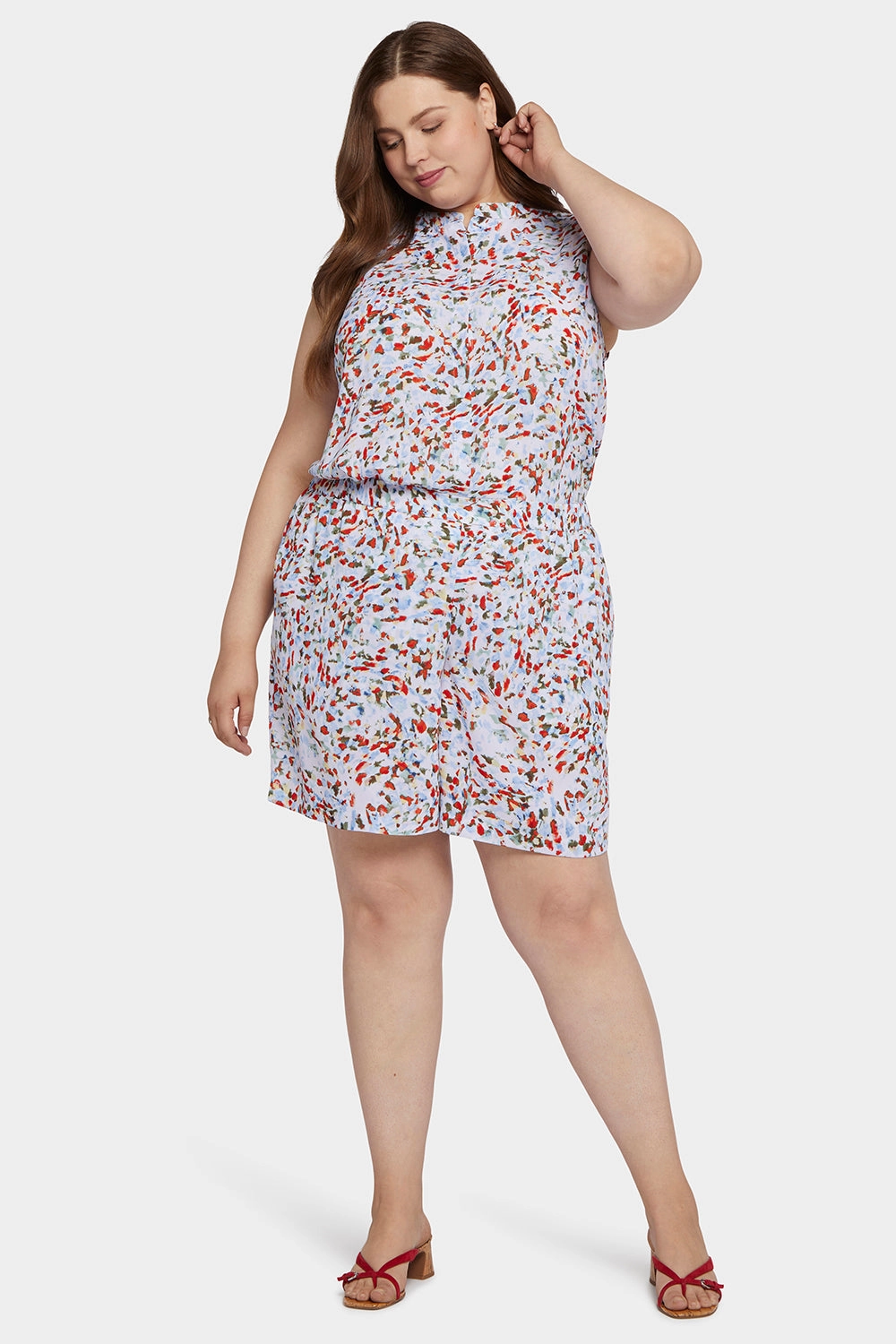 Mandarin Blouse And Short Set In Plus Size - Artesia Casual Fit