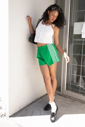 Stretch waistband TRACK SHORTS WITH LACE PIPING