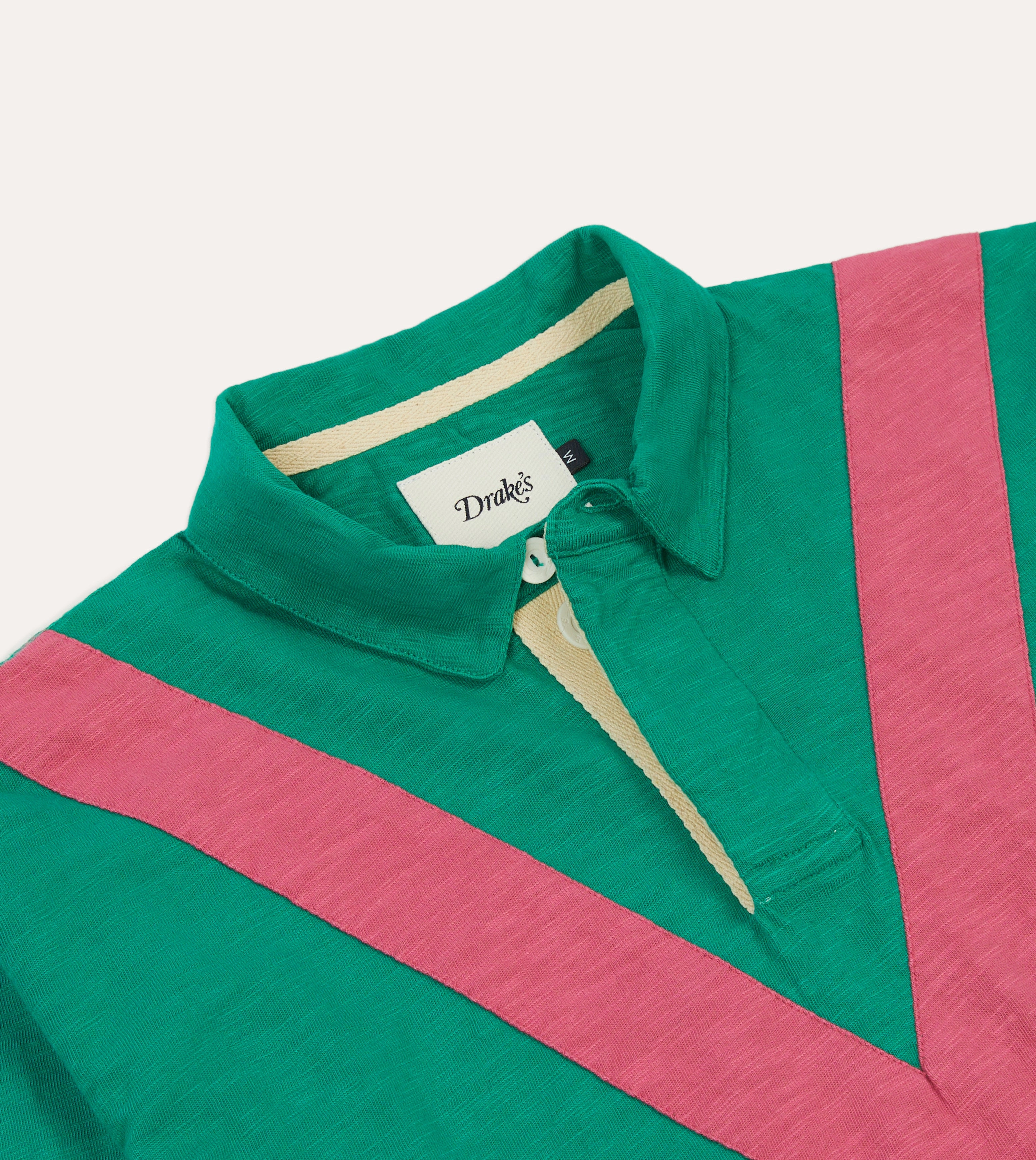Green and Pink Chevron Flam?? Cotton Rugby Shirt Casual Layer Bold Pattern