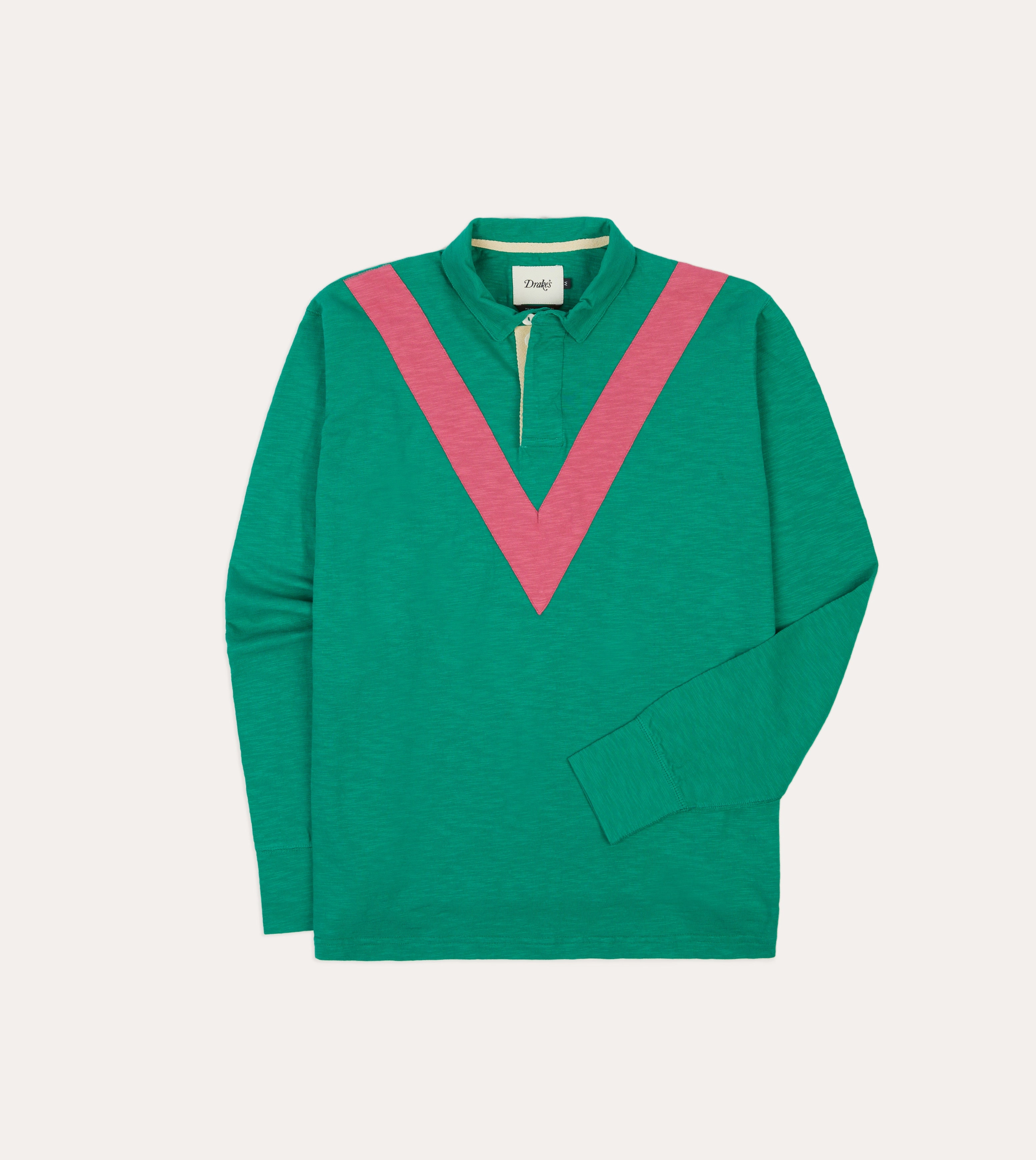 Green and Pink Chevron Flam?? Cotton Rugby Shirt Comfortable Look