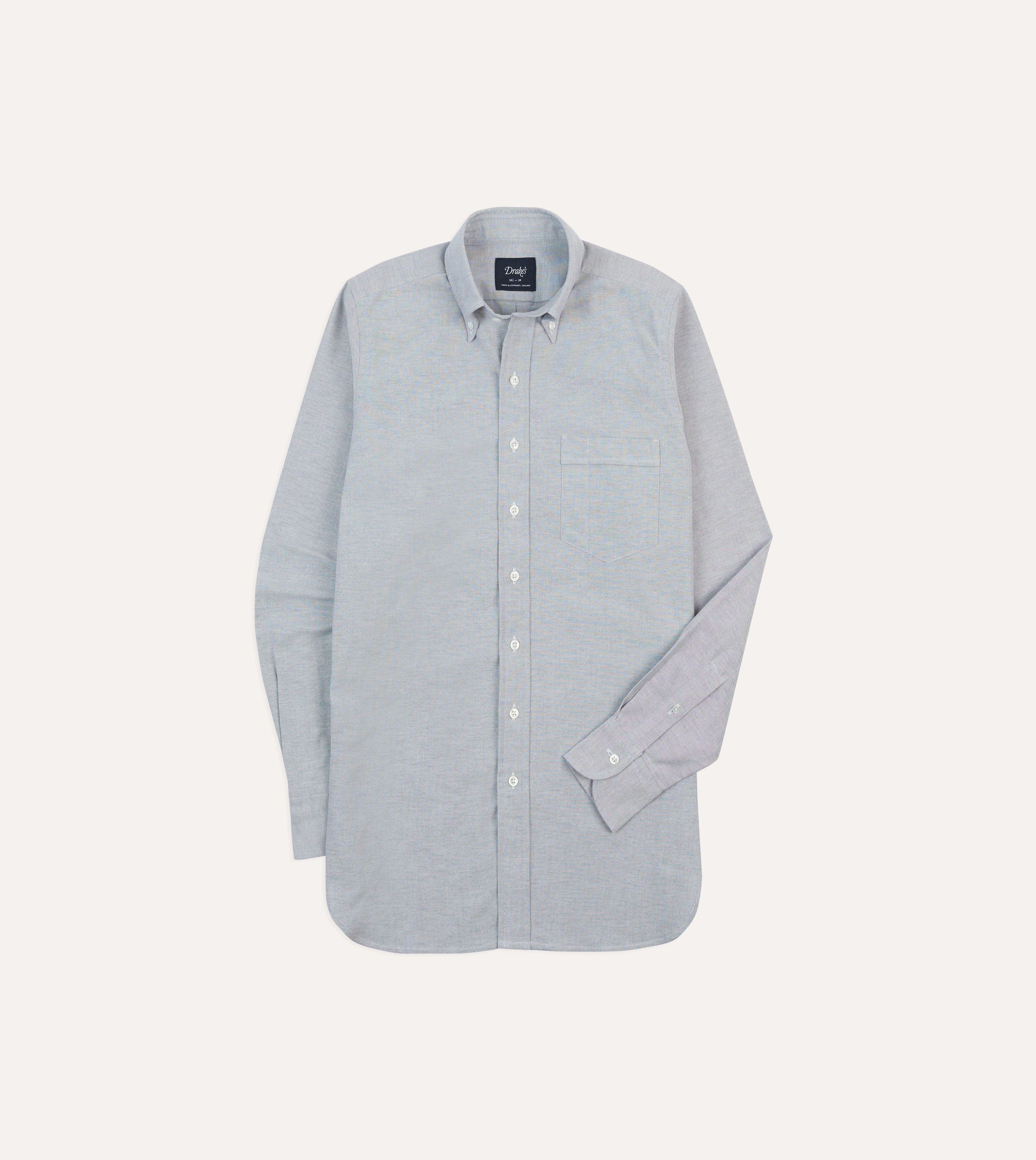 Easy Styling Grey Cotton Oxford Cloth Button-Down Shirt