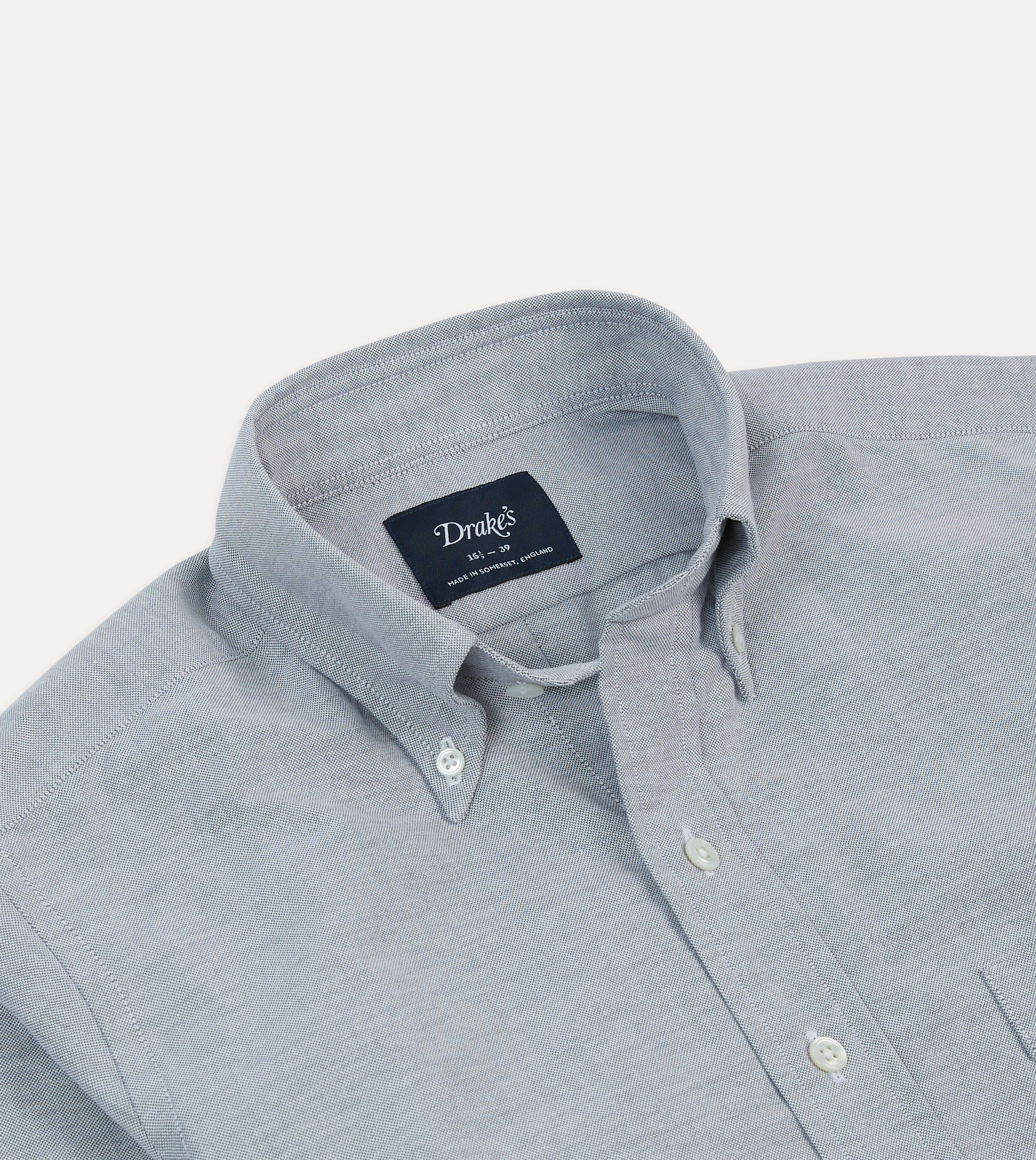 Grey Cotton Oxford Cloth Button-Down Shirt Seasonal Collection High-End Fabric