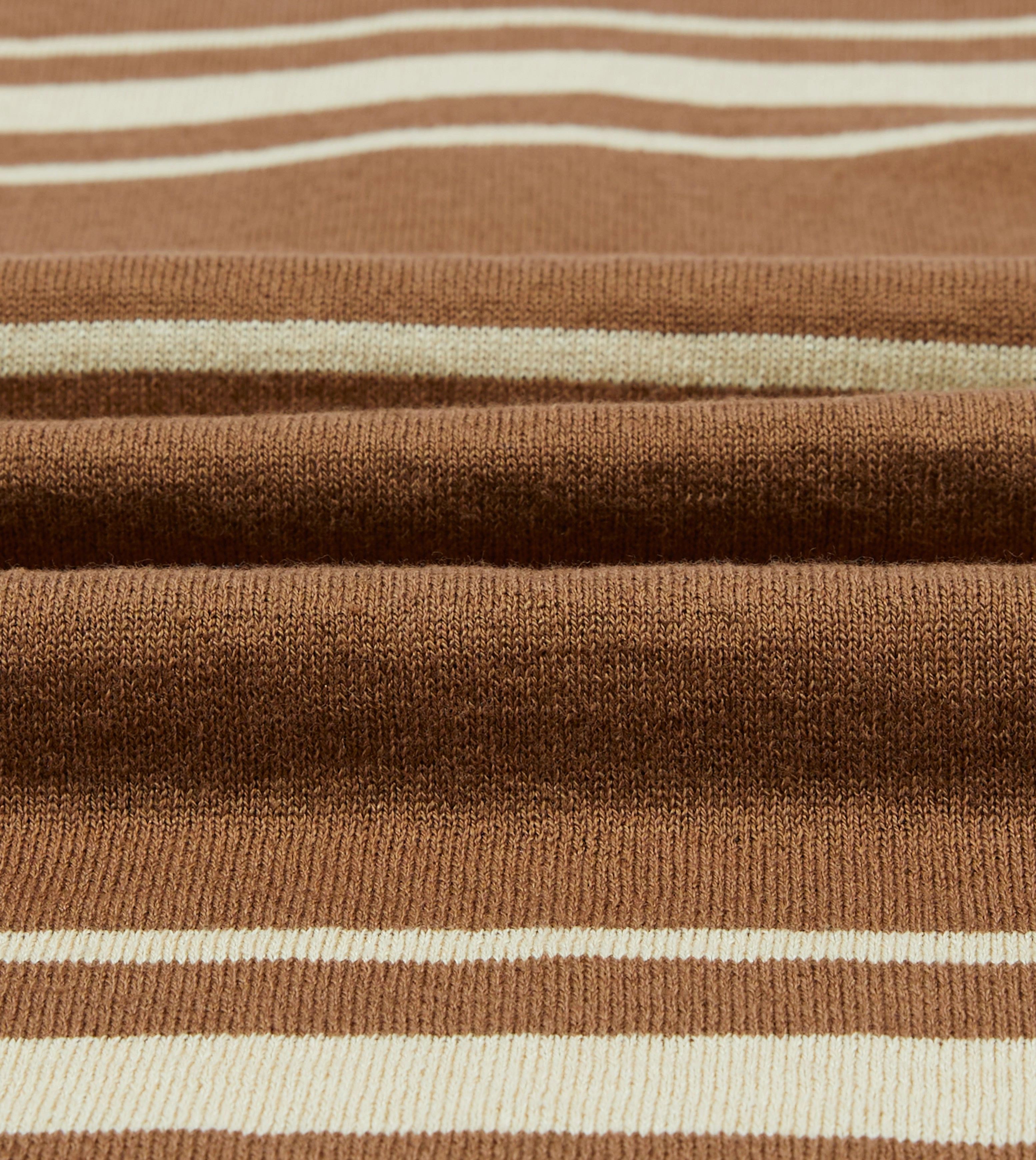 Chic Comfort adult clothing Brown and Ecru Linen Cotton Knitted Rugby Shirt