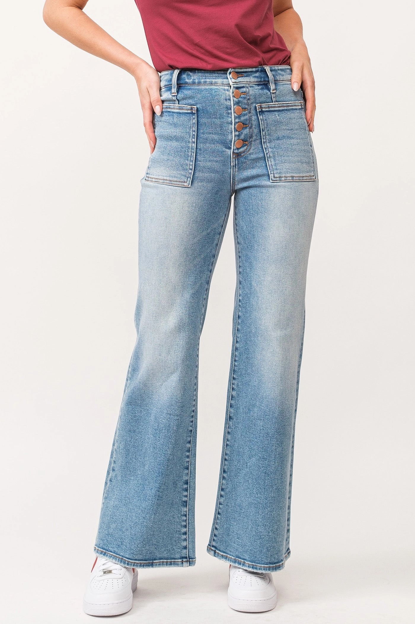 Mid Rise Dear John Fiona High Rise Clean Hem Wide Leg Jeans Ardmore